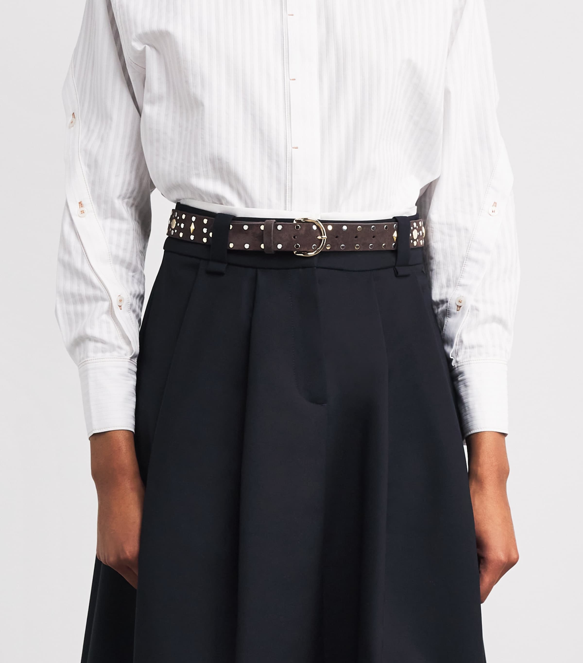 Leather Rivet Belt BROWN Image 2