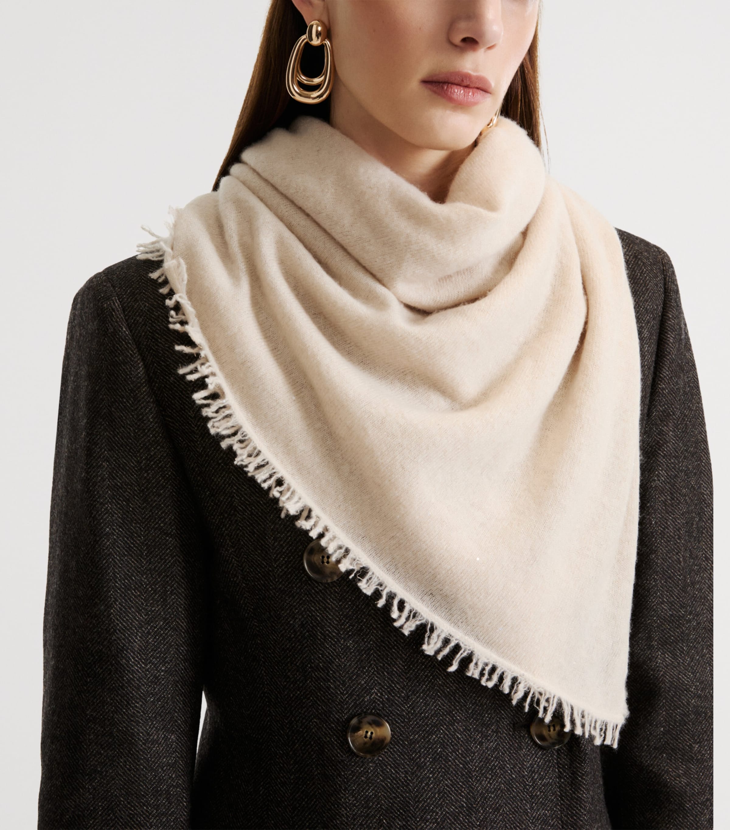 Marella Wool-Cashmer-Blend Scarf Cream Image 2