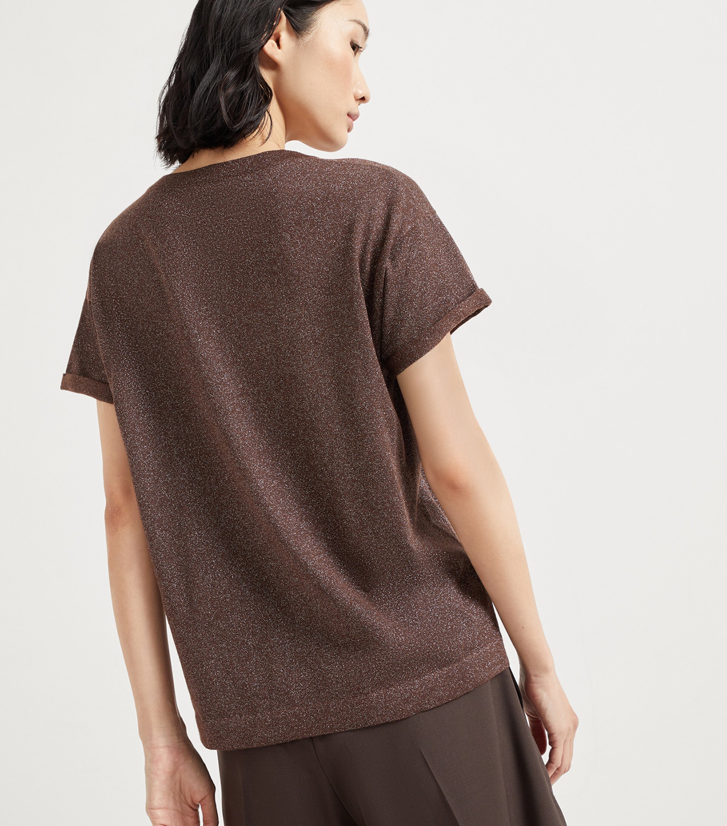 Brunello Cucinelli Womens Cashmere-Blend Knit T-Shirt Image 3