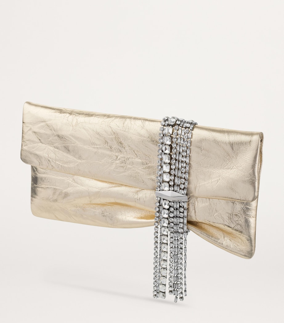 Leather-Crystal Zandra Clutch Bag LIGHT PLATINUM/SILVE Image 2