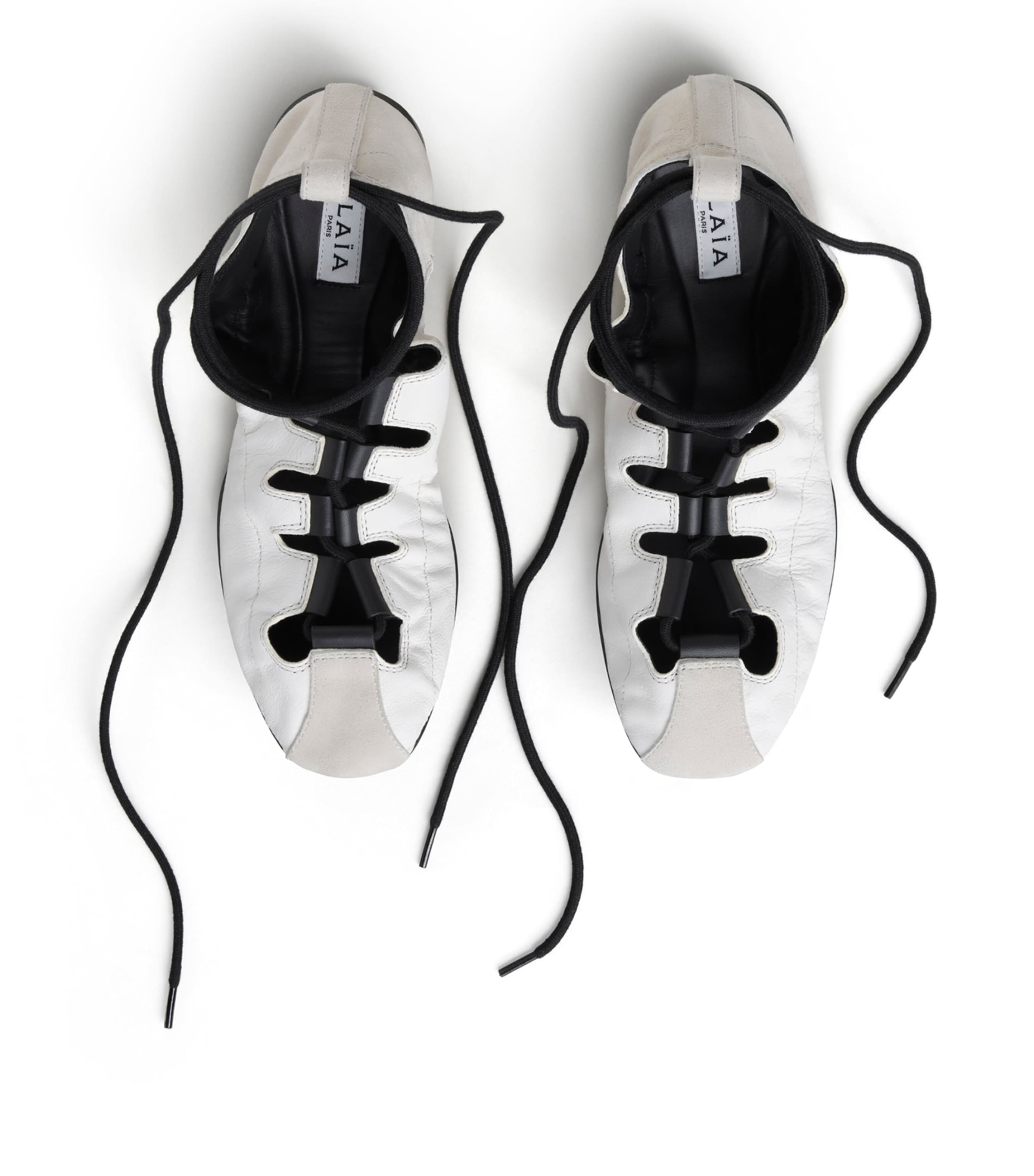 Alaïa Lambskin Lace-Up Ballet Flats Blanc Image 2