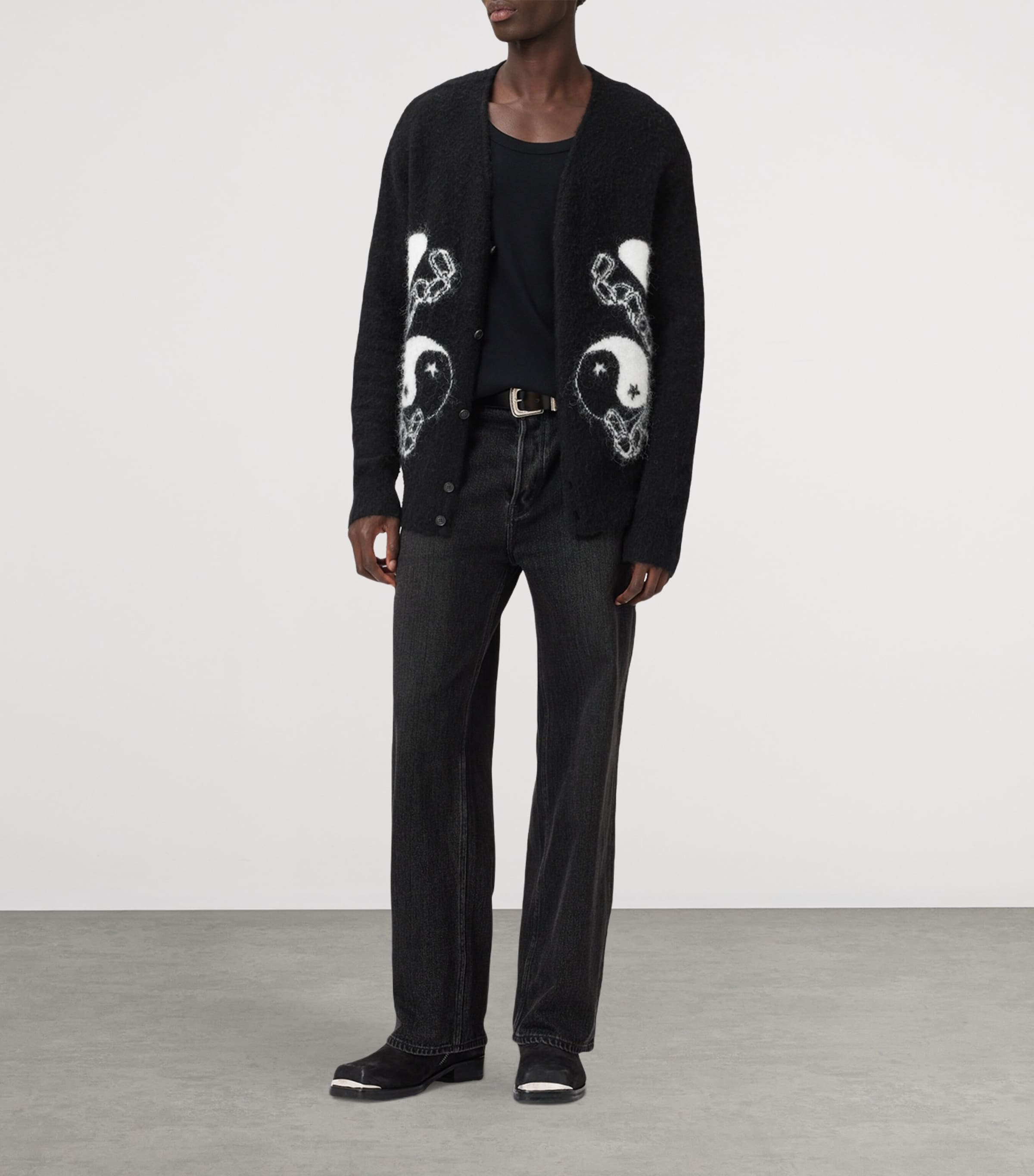 Wool-Blend Reflections Cardigan BLACK/CHALK WHITE Image 2