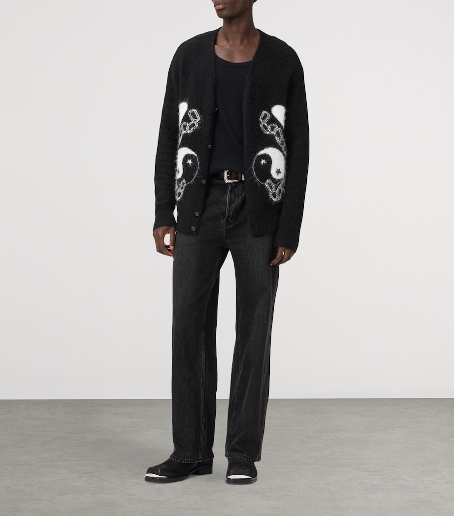 Wool-Blend Reflections Cardigan BLACK/CHALK WHITE Image 2