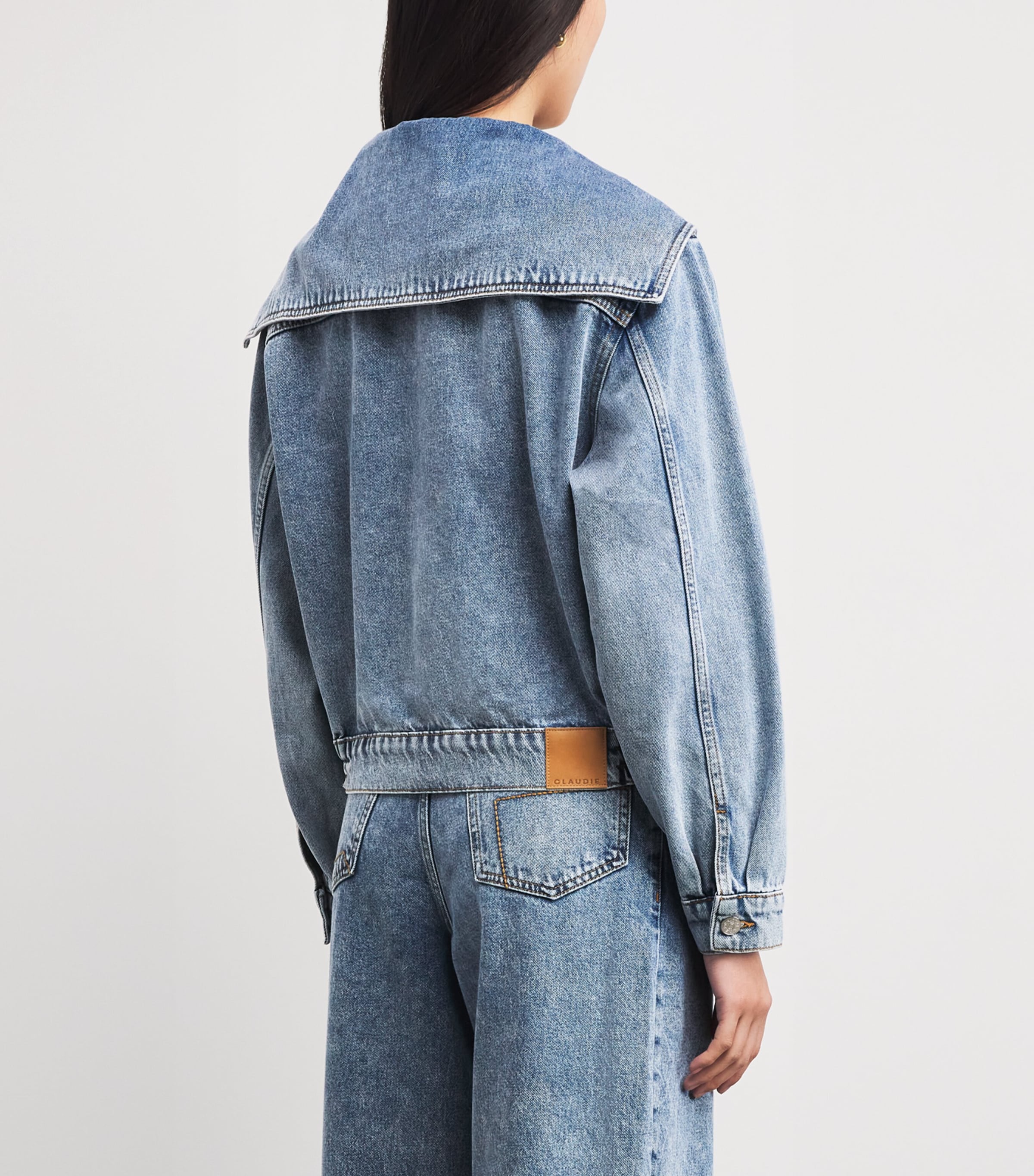 Oversized Collar Denim Jacket BLUE DENIM Image 4
