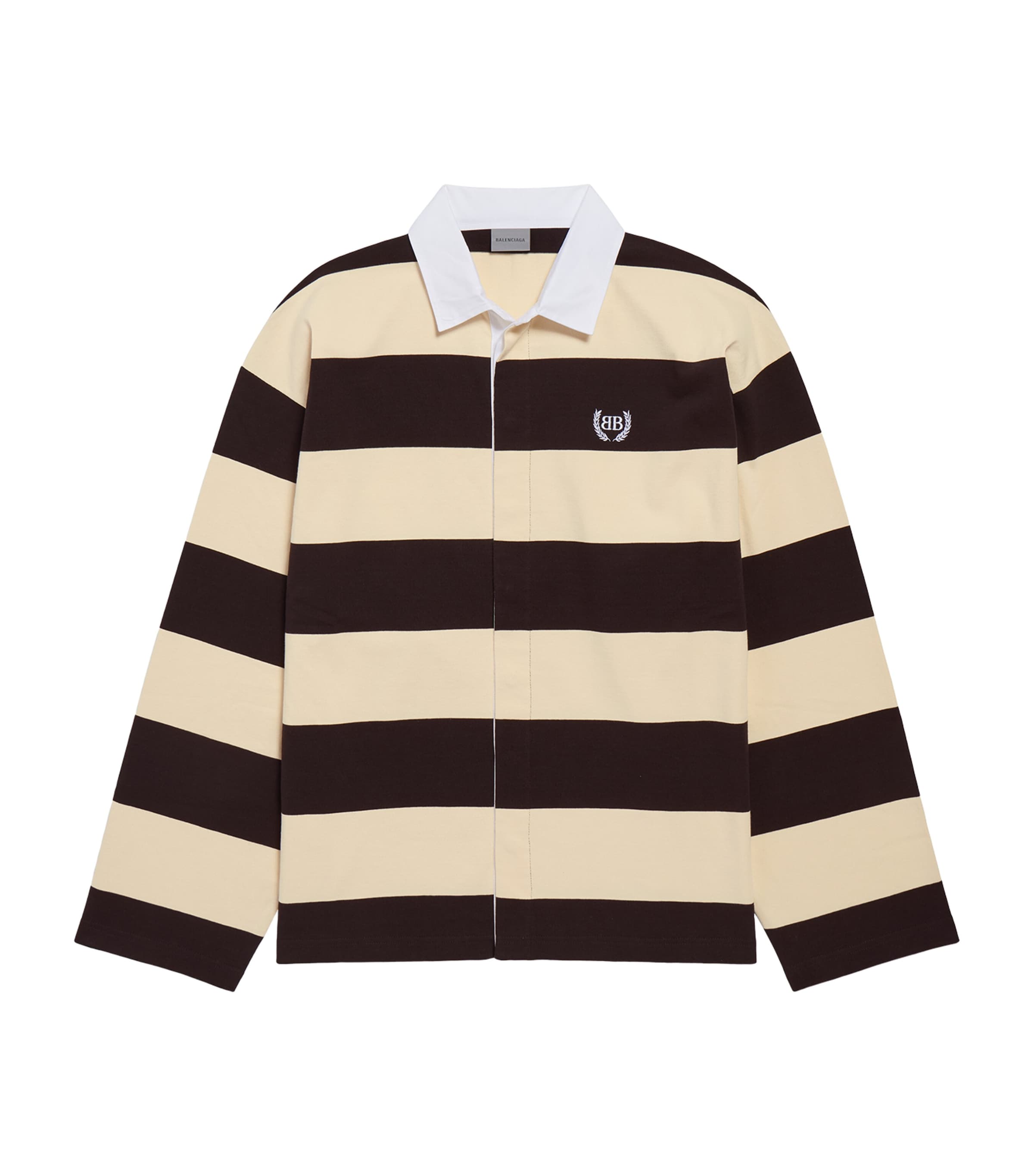 Balenciaga Mens Striped Long-Sleeve Polo Shirt Image 1