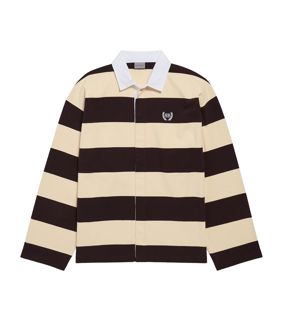 Balenciaga Mens Striped Long-Sleeve Polo Shirt Image 1