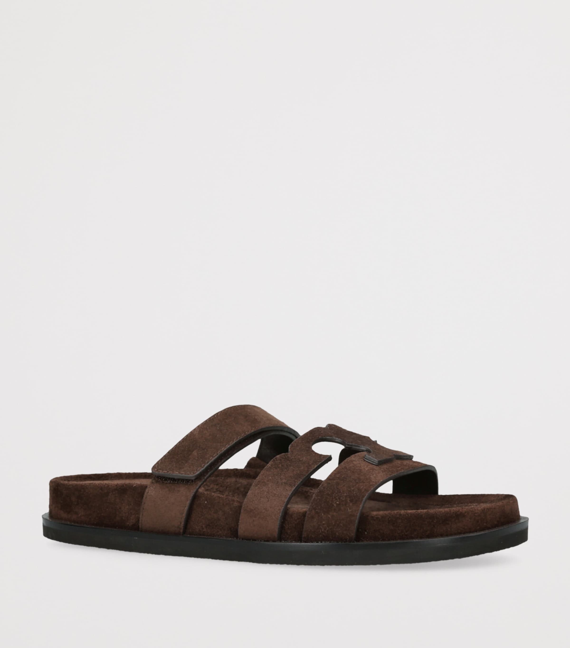 Suede Ines Sport Slides DARK BROWN Image 3