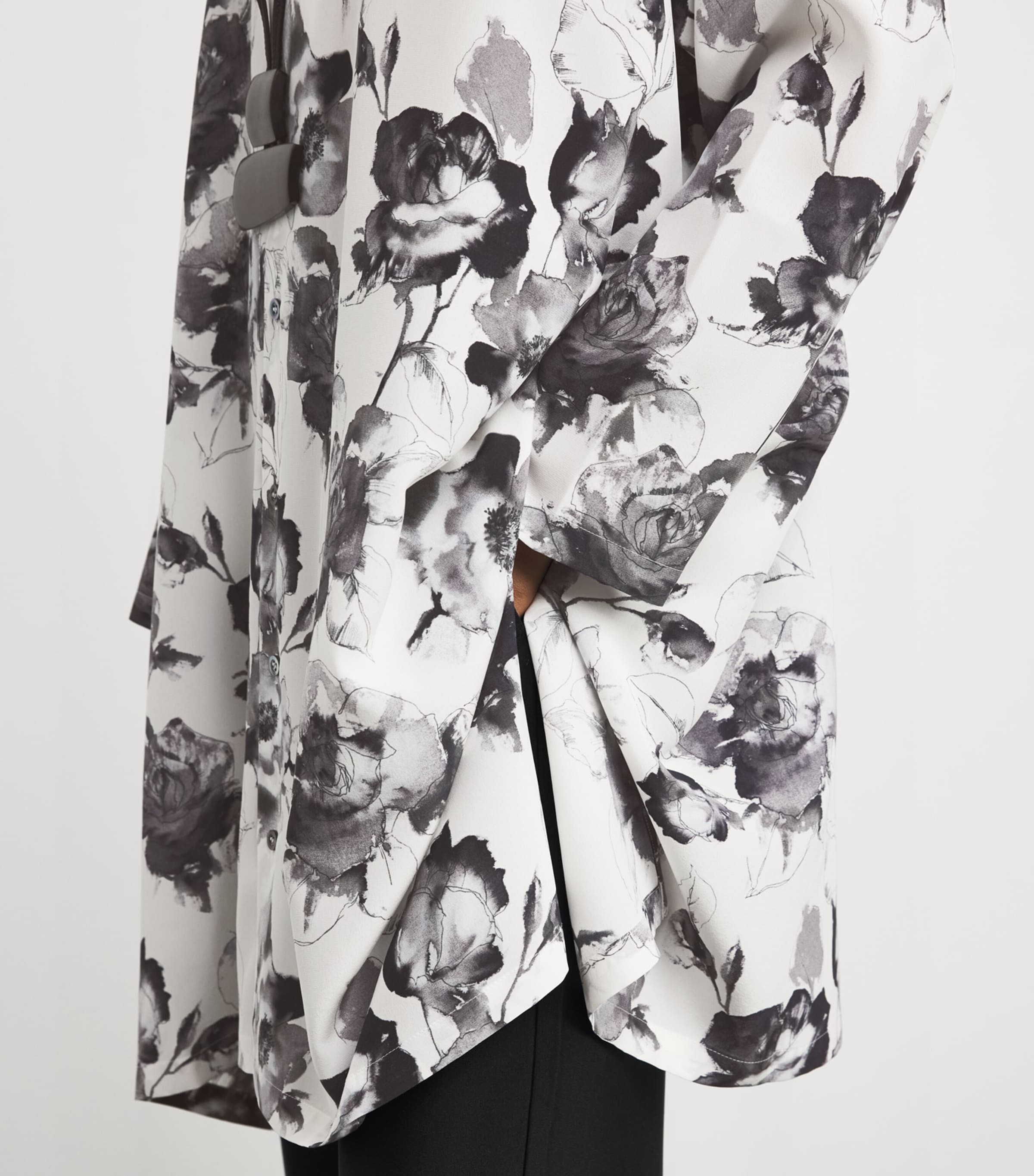 Silk Floral Longline Shirt MNOCHROM Image 6