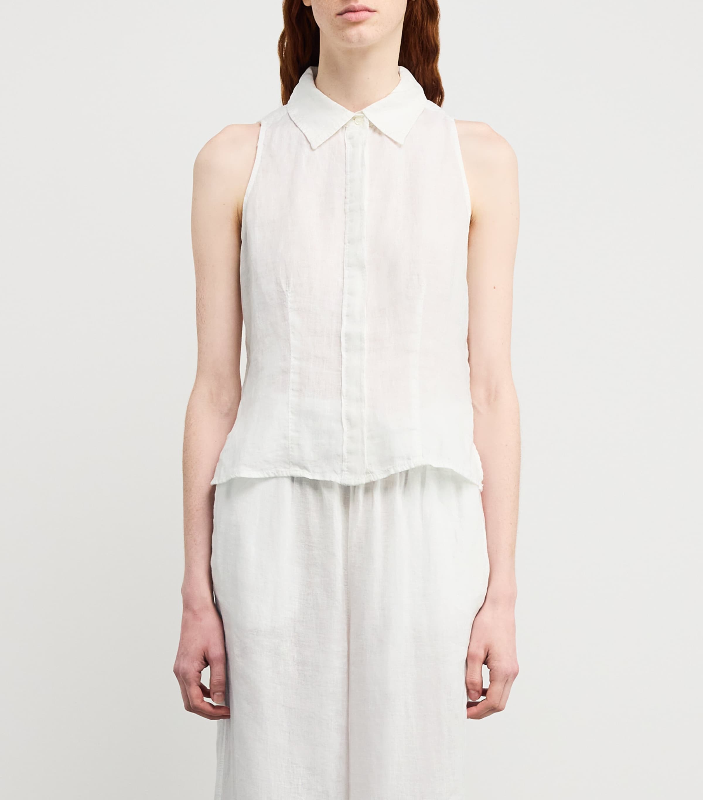 MAX&Co. Womens Linen Collar Top Optical White Image 3