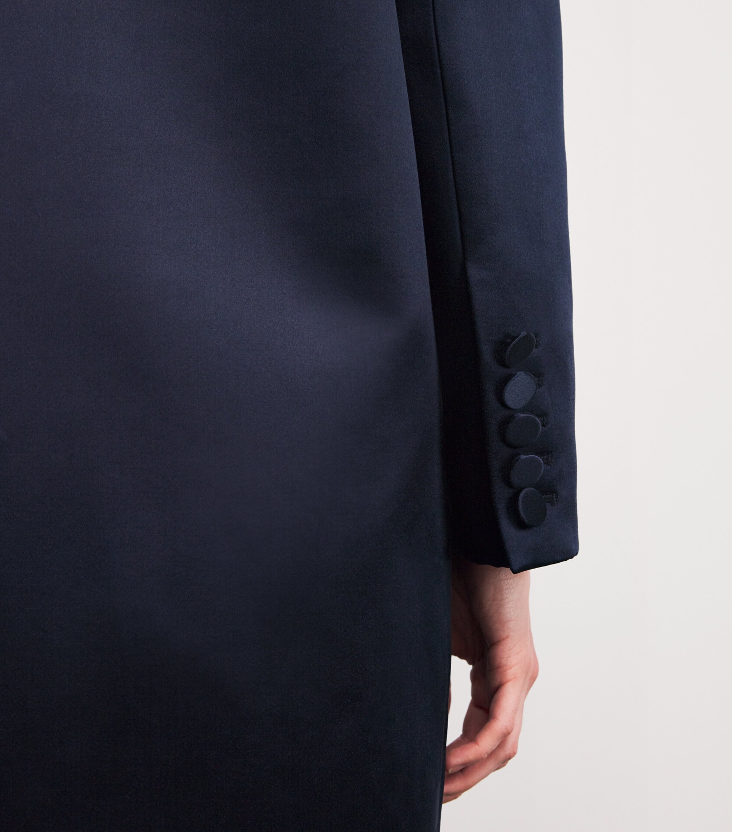 Alex Perry Womens Cotton-Silk Satin Double-Breasted Coat Navy Image 6