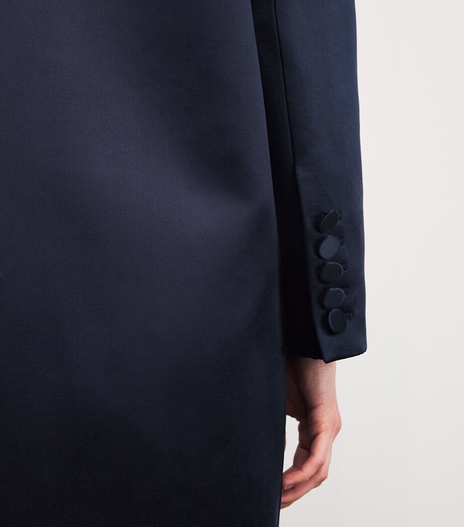 Alex Perry Womens Cotton-Silk Satin Double-Breasted Coat Navy Image 6