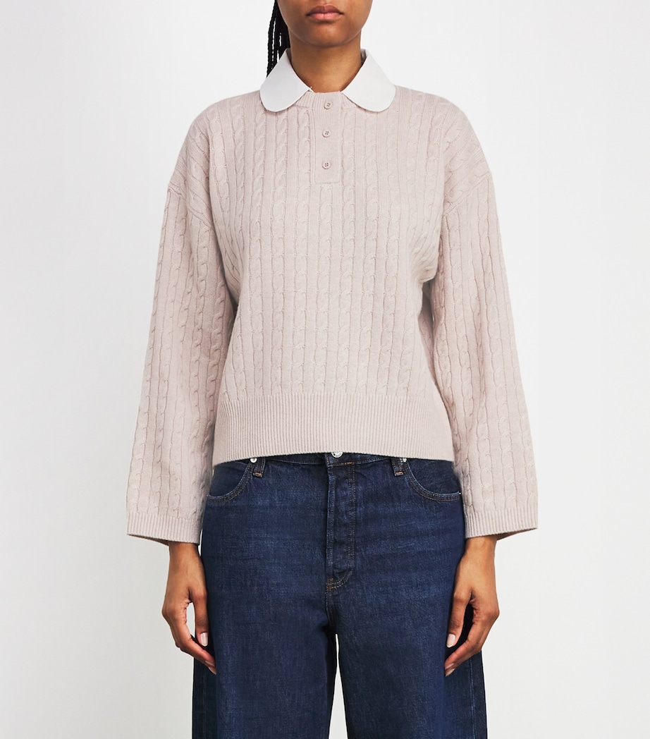 Wool-Cashmere Collar-Insert Sweater BEIGE Image 3