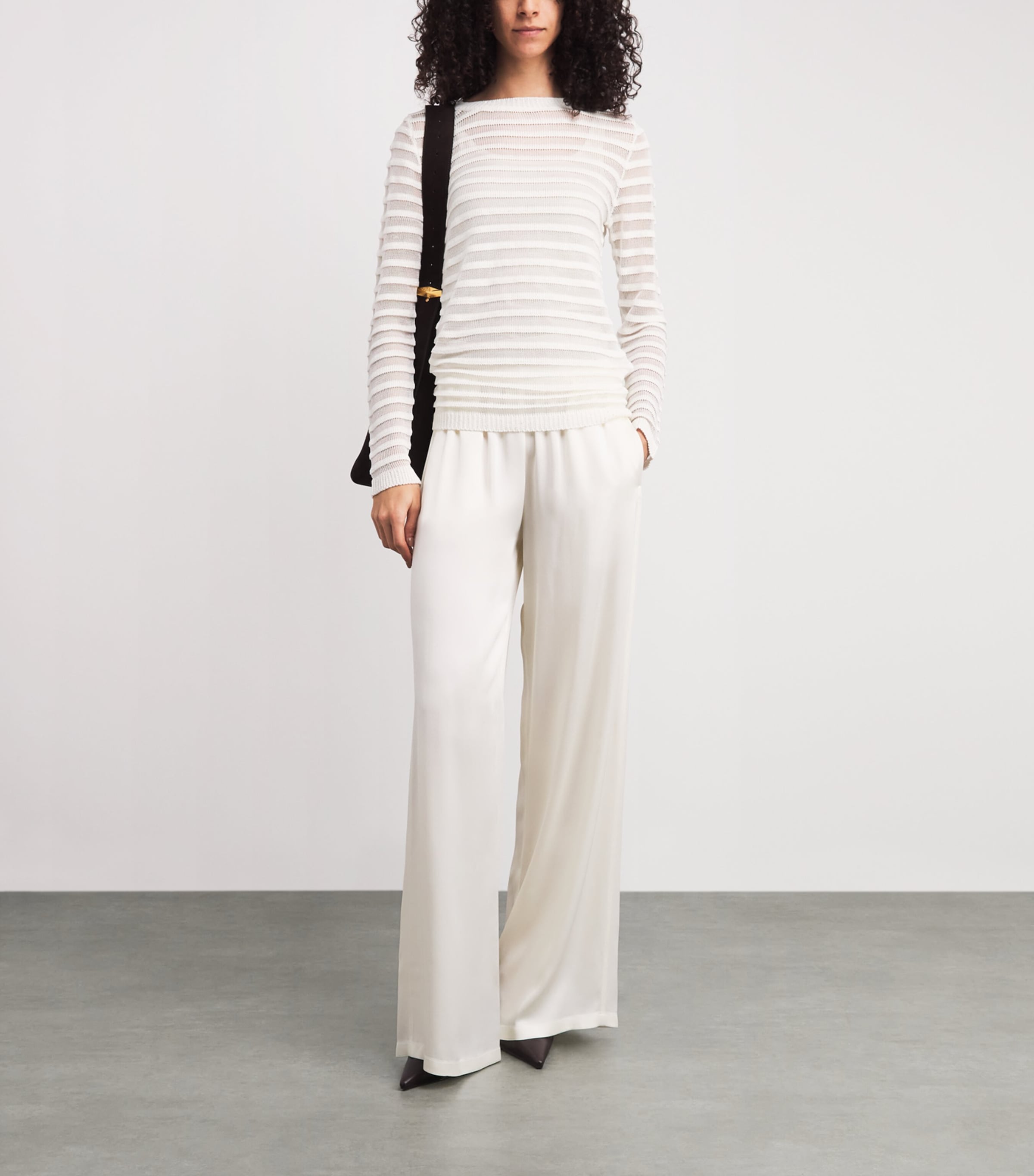 Fabiana Filippi Womens Cotton-Blend Stripe Sweater Bianco Image 2