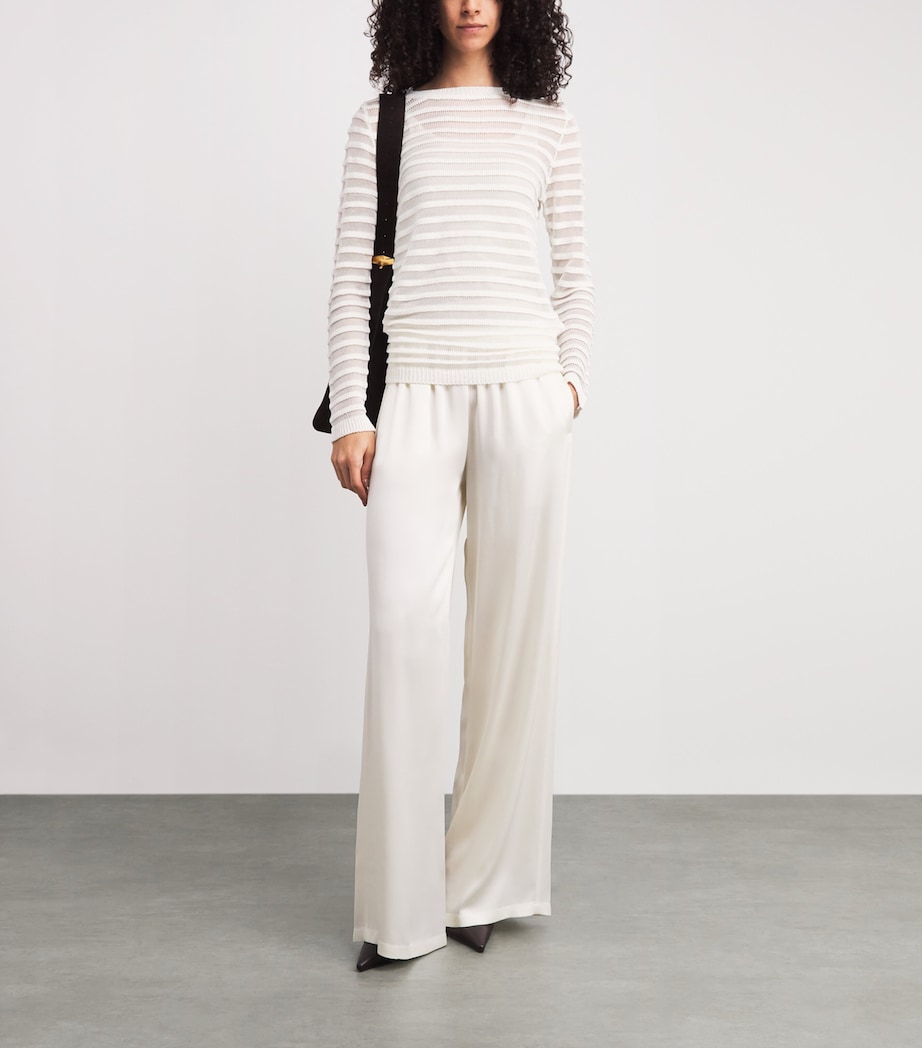Fabiana Filippi Womens Cotton-Blend Stripe Sweater Bianco Image 2