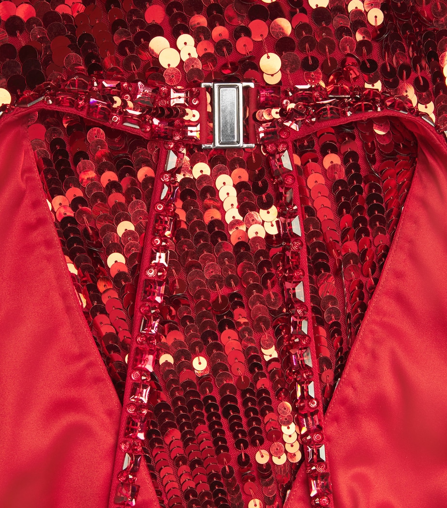 Sequin Gathered Mars Gown CHILLY RED Image 5