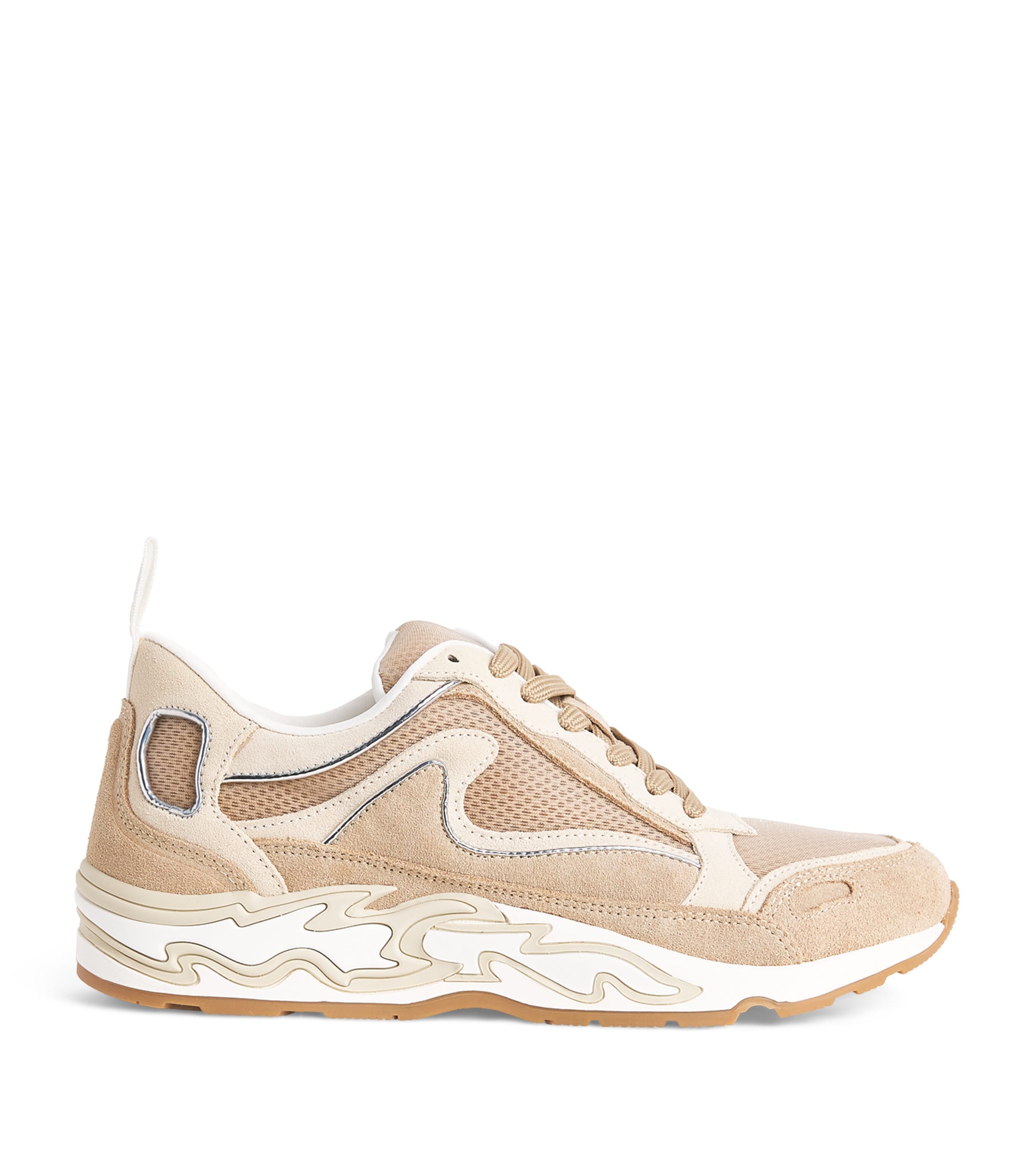 Sandro Paris Suede-trim Flame Sneakers In Beige