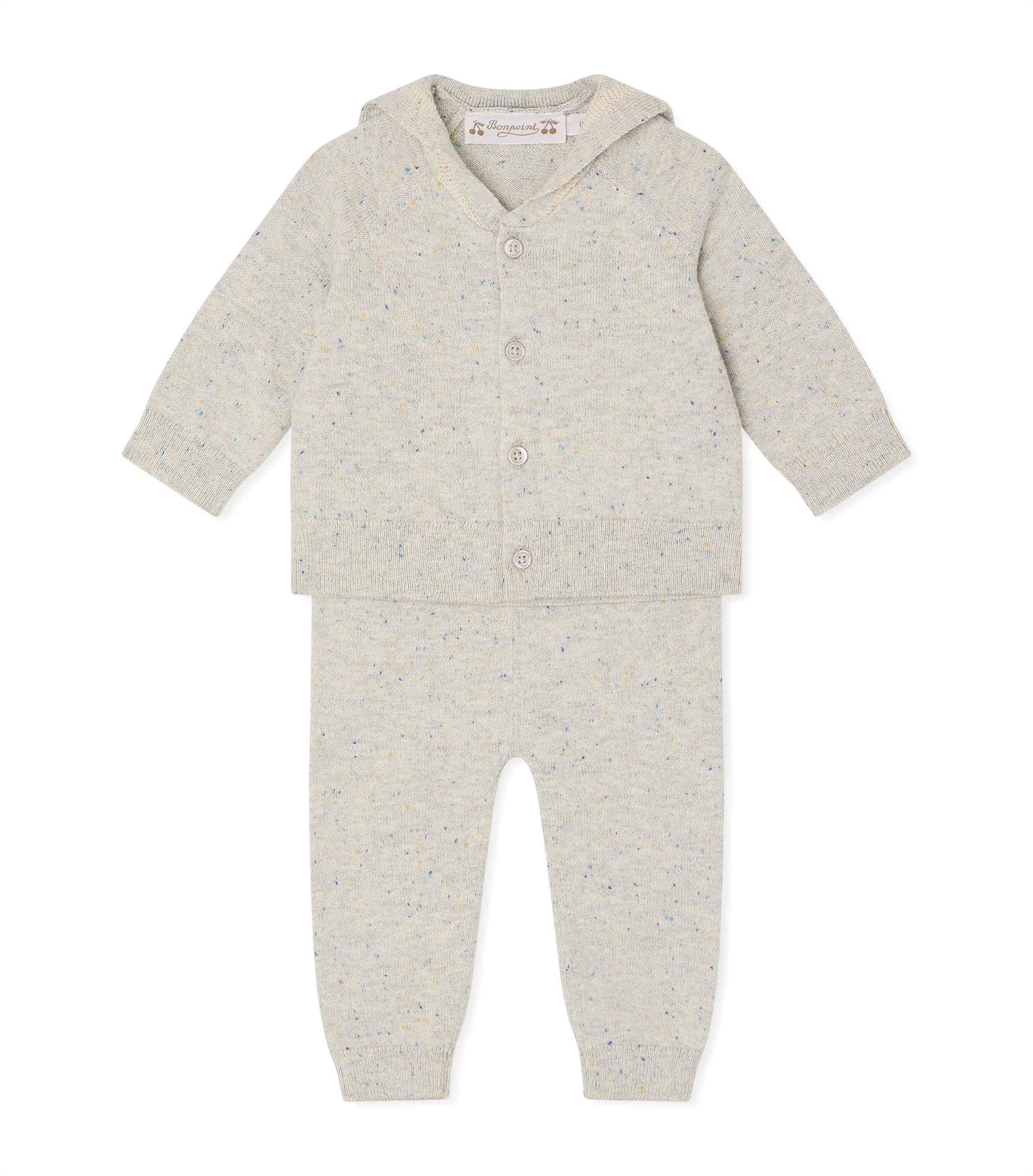 Bonpoint Cotton Laslo Cardigan and Trousers Set (1-18 Months) Gris Chine C. Image 1