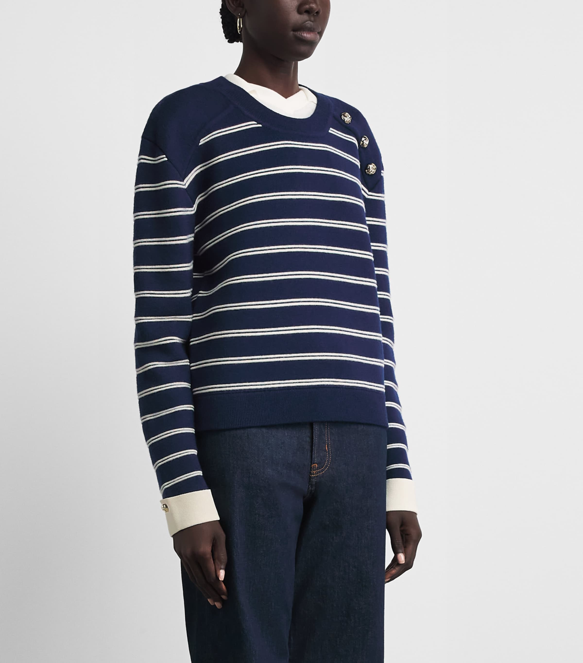 Claudie Pierlot Womens Wool-Blend Stripe Sweater Dual Color Image 4