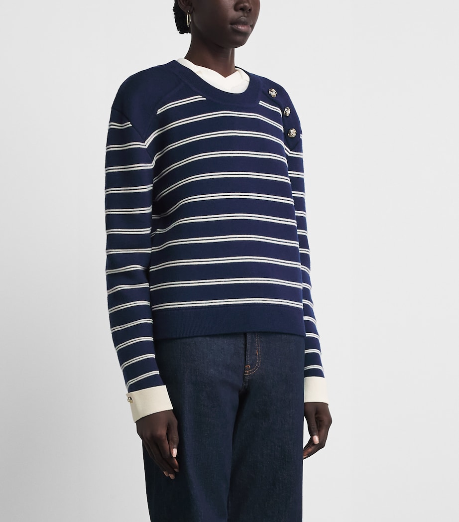 Claudie Pierlot Womens Wool-Blend Stripe Sweater Dual Color Image 4
