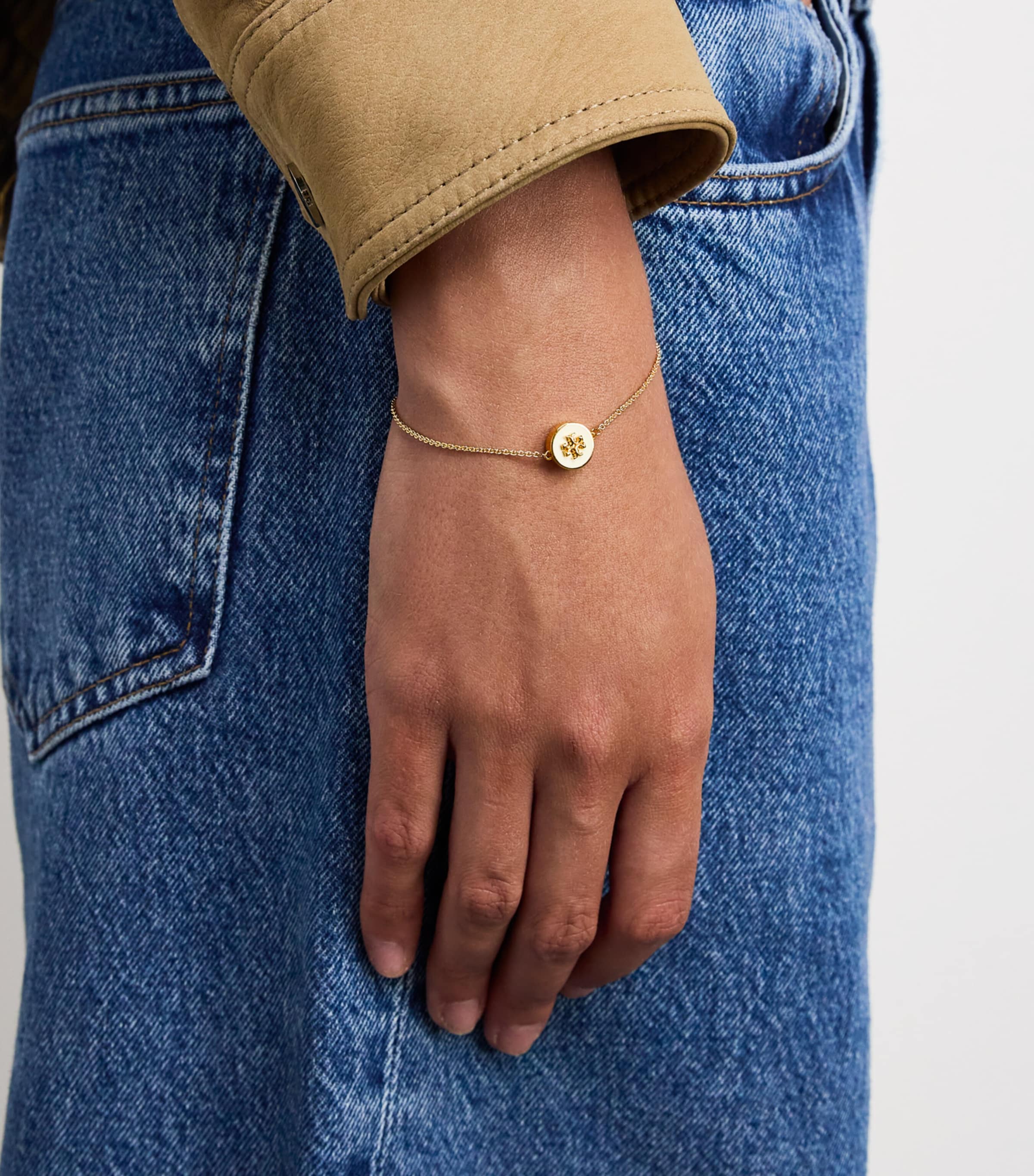 Gold-Plated Enamel Kira Bracelet TORY GOLD / NW IVORY Image 2