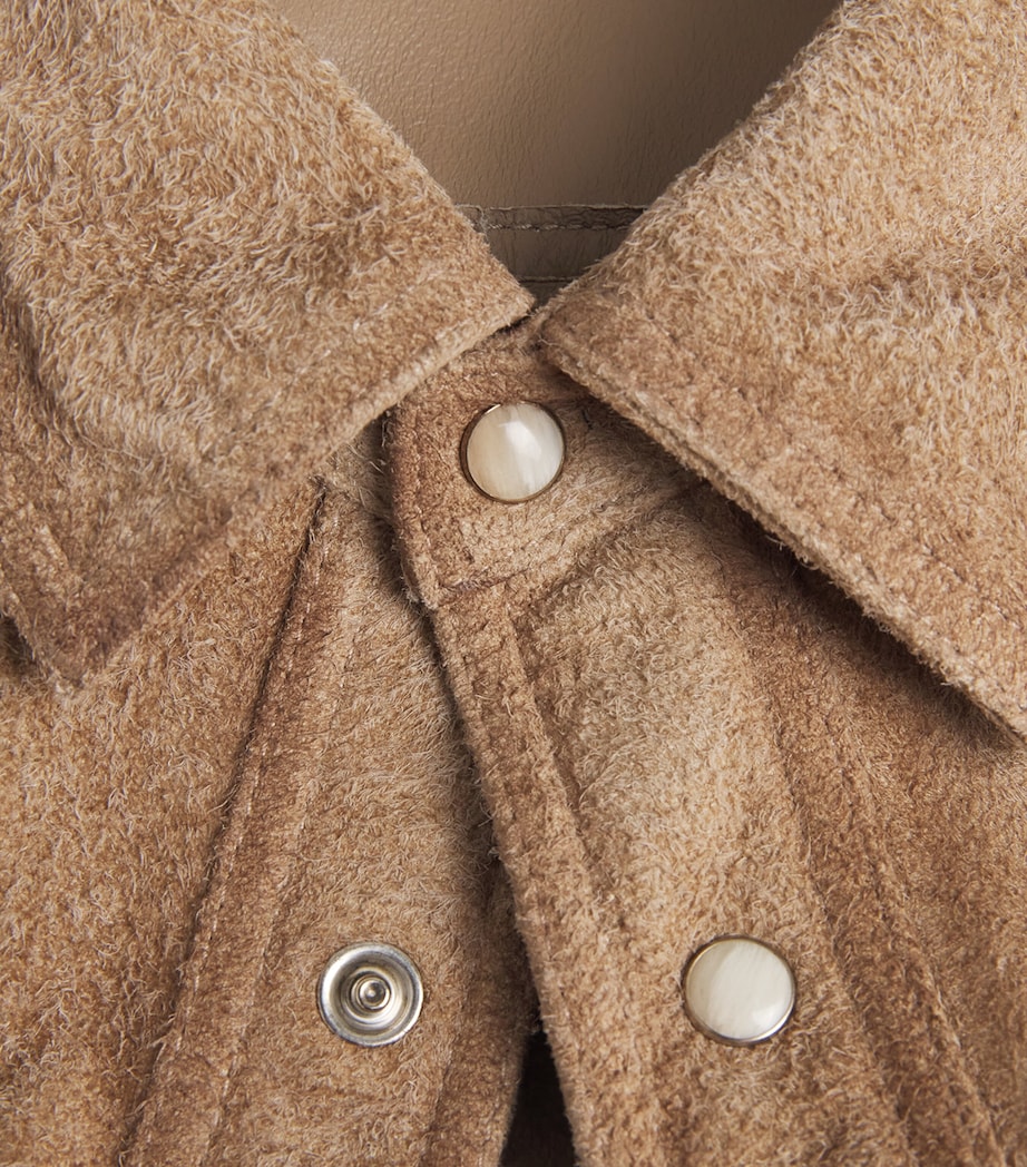 FRAME Mens Suede Shirt Wmbe Warm Beige Image 6