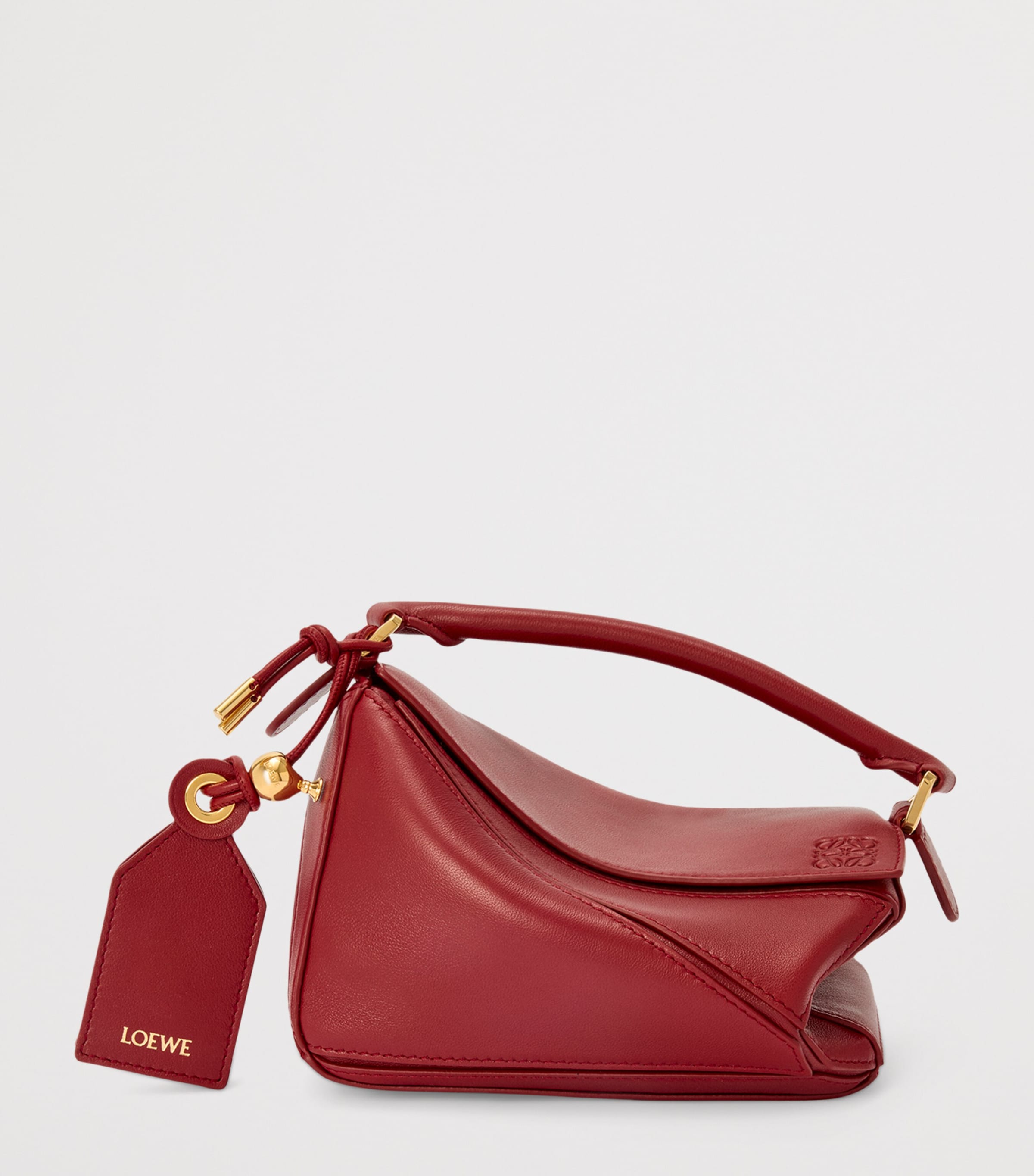 x Paula's Ibiza Mini Lambskin Puzzle Top-Handle Bag BURNT RED Image 2