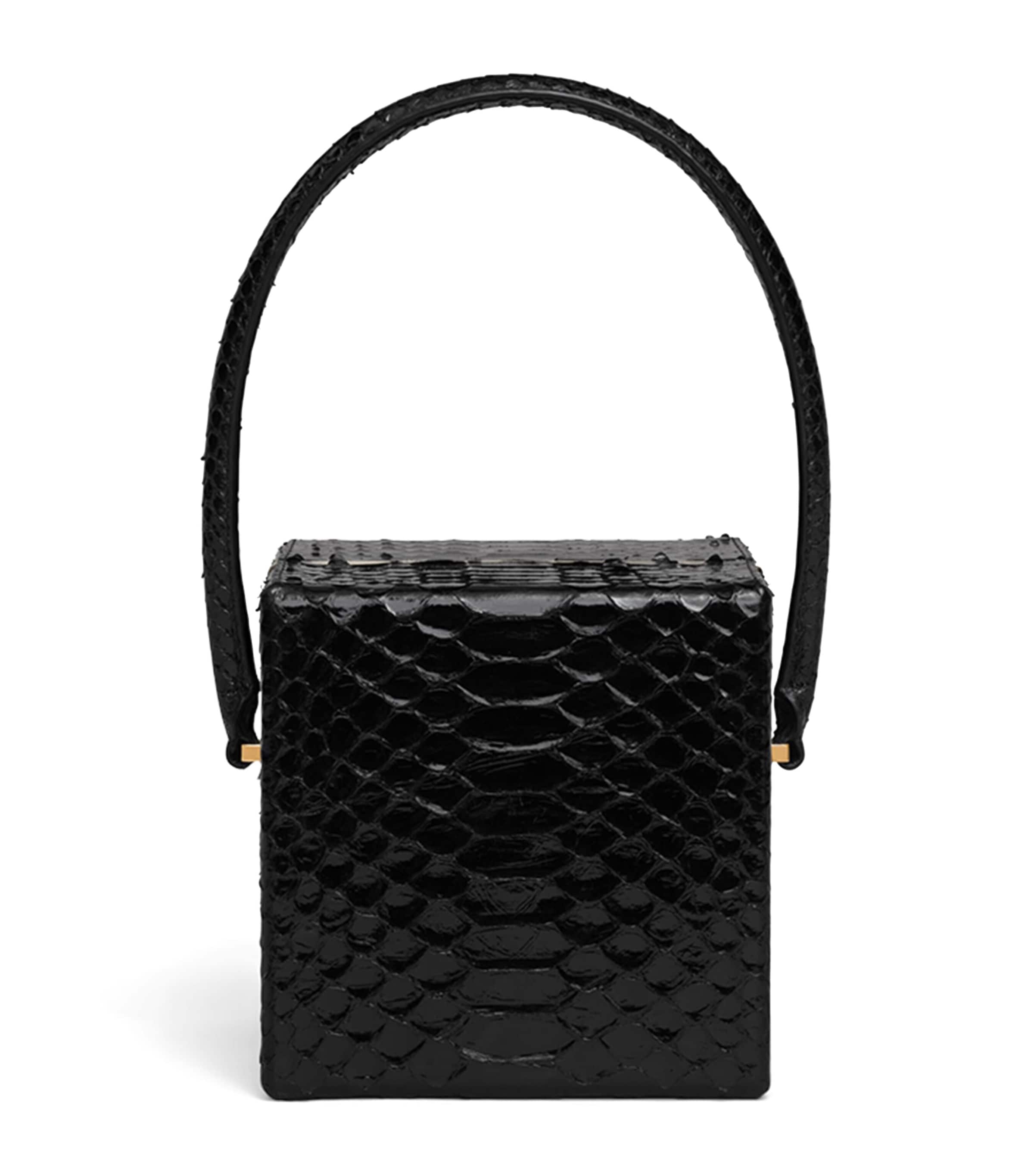 Snakeskin Cube Top-Handle Bag NOIR Image 2