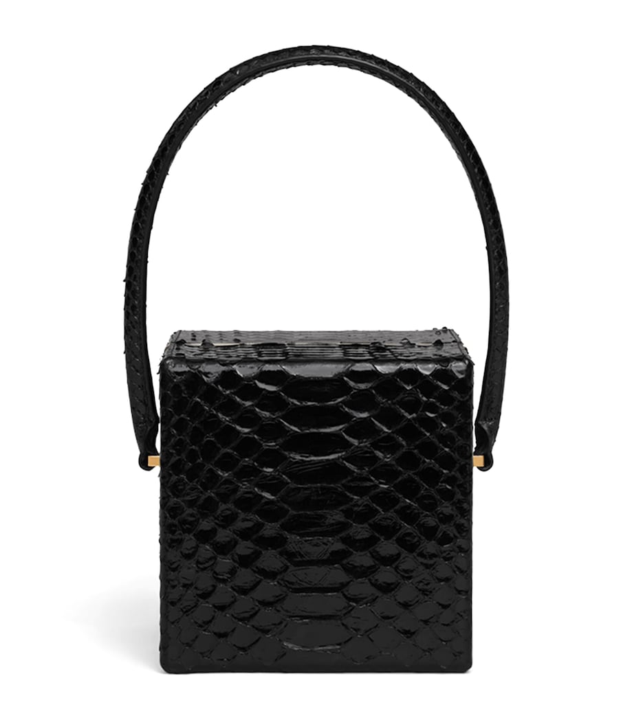 Snakeskin Cube Top-Handle Bag NOIR Image 2