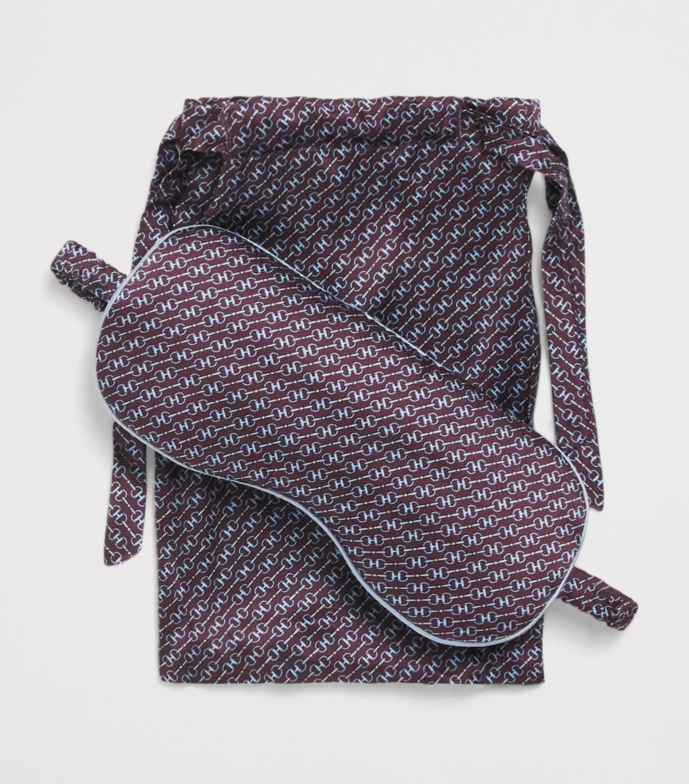 Silk Snaffle Print Sleep Mask BURGUNDY Image 4