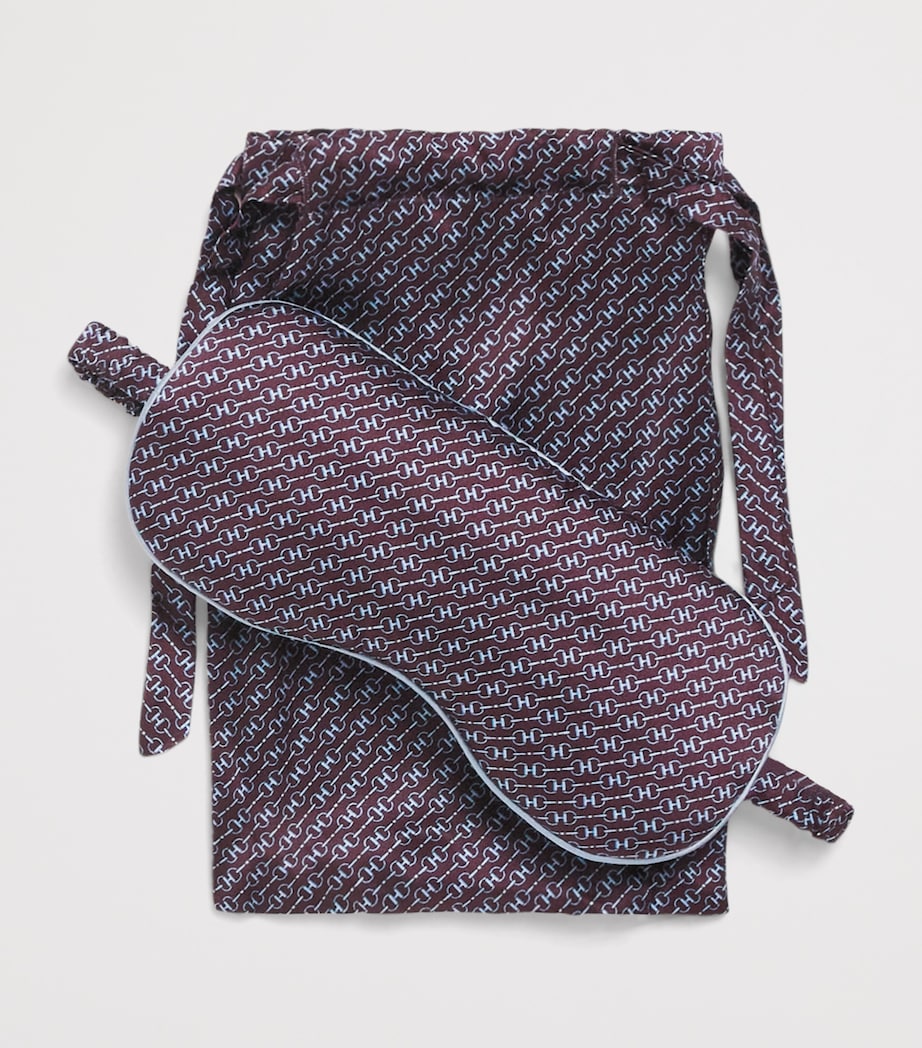 Silk Snaffle Print Sleep Mask BURGUNDY Image 4