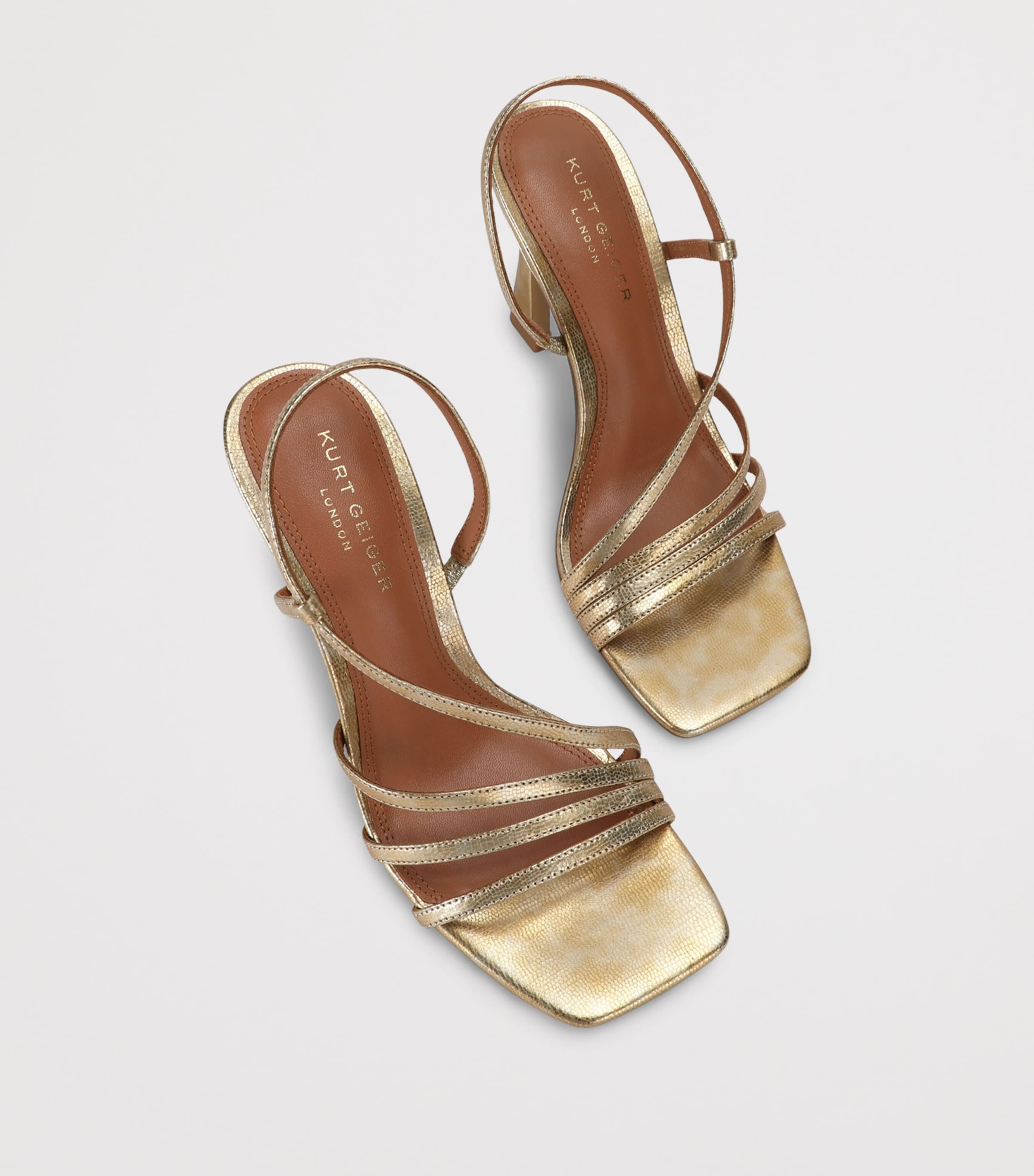 Kurt Geiger London Leather Embellished Annabel Heeled Sandals 90 Gold Image 4