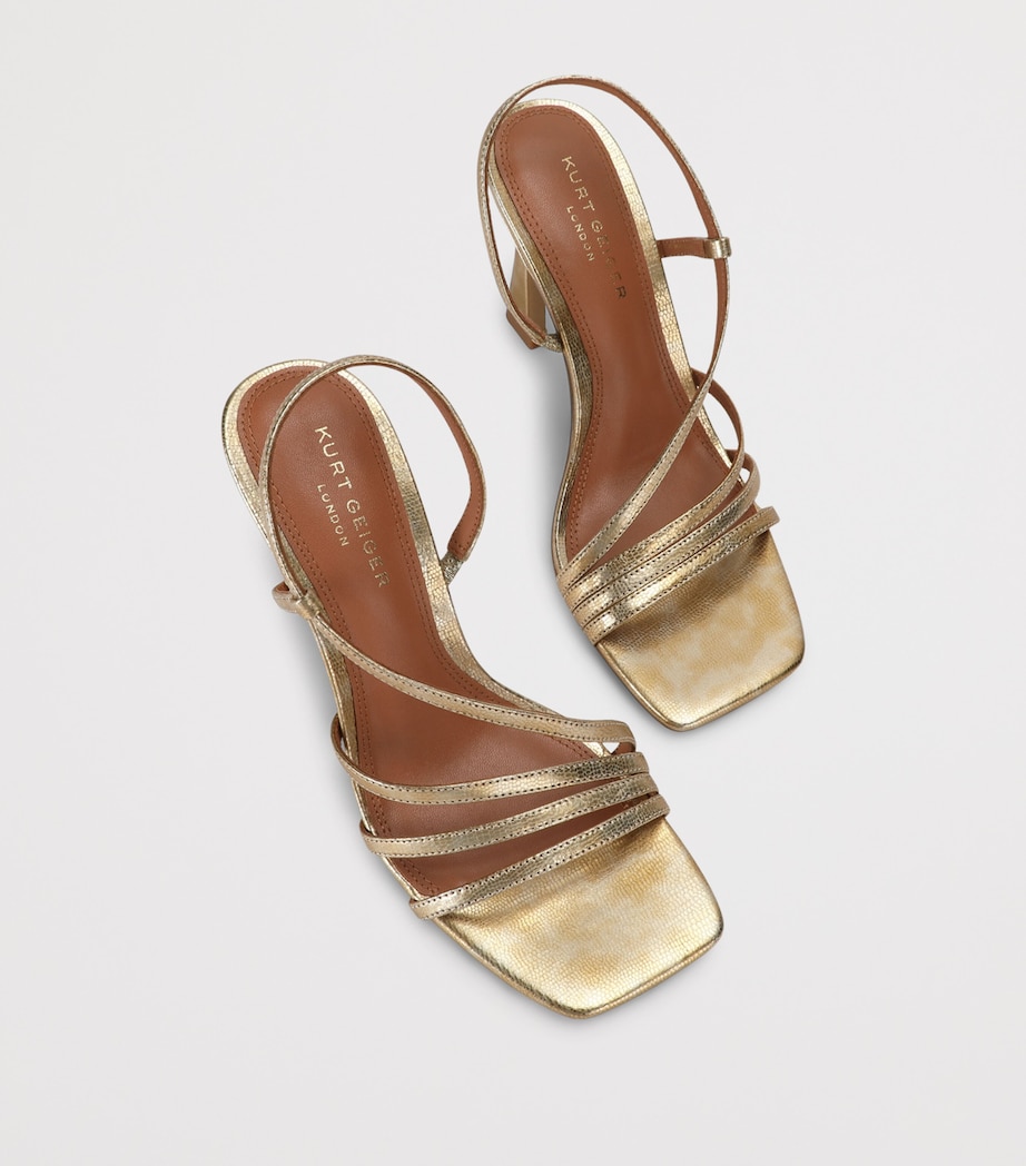Kurt Geiger London Leather Embellished Annabel Heeled Sandals 90 Gold Image 4
