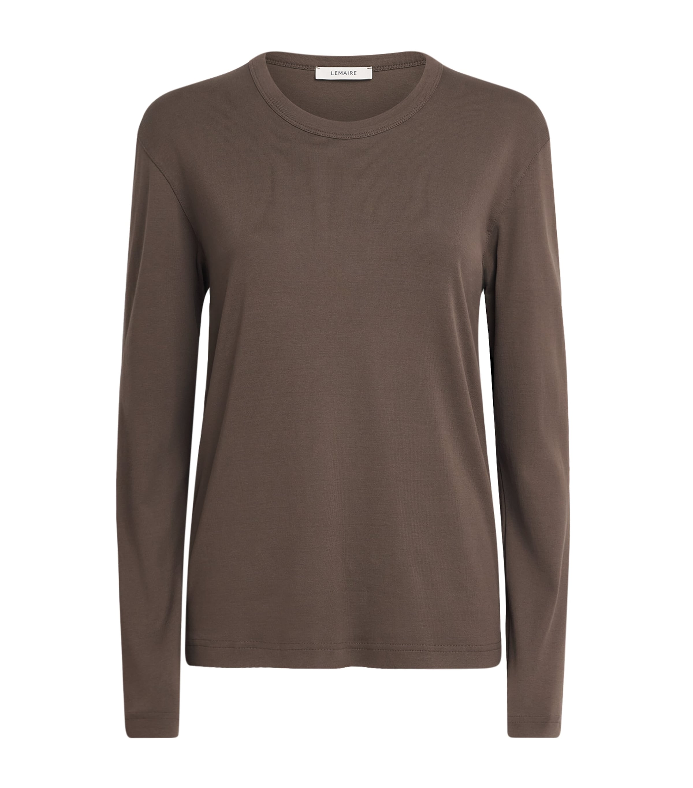 Lemaire Cotton Ribbed Long-sleeve T-shirt In Brown