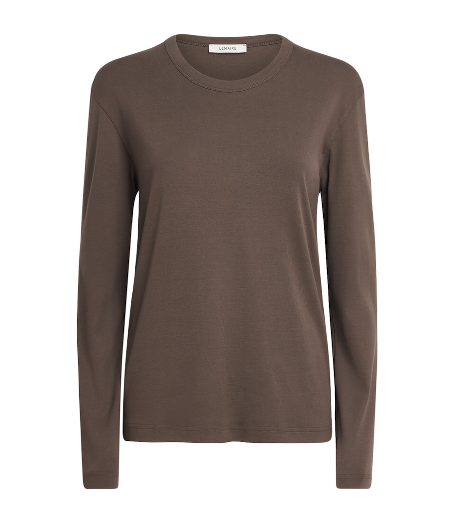 Lemaire Womens Cotton Ribbed Long-Sleeve T-Shirt Carob Image 1