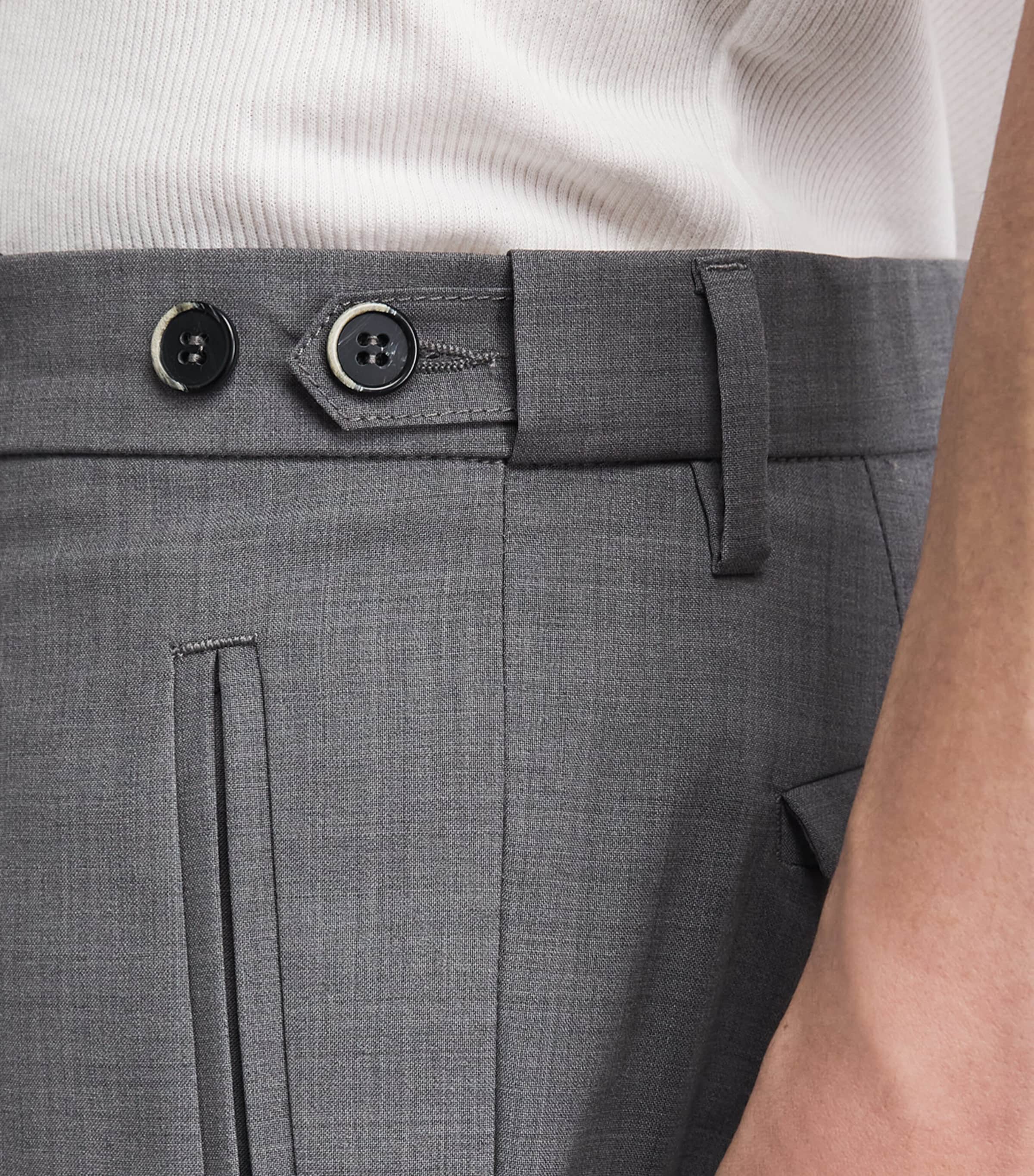Barena Mens Cotton-Blend Slim Tailored Trousers Grigio Image 3
