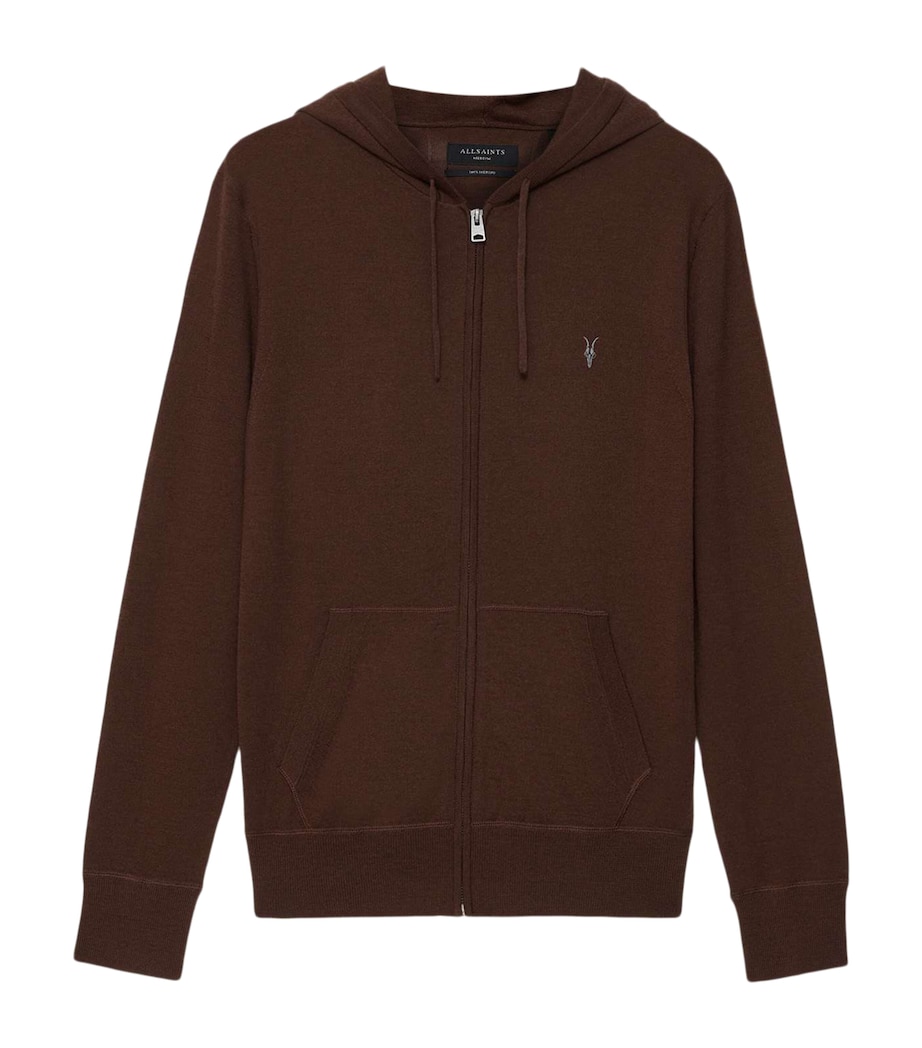 AllSaints Mens Merino Wool Mode Hoodie Hot Choc Brown Image 1