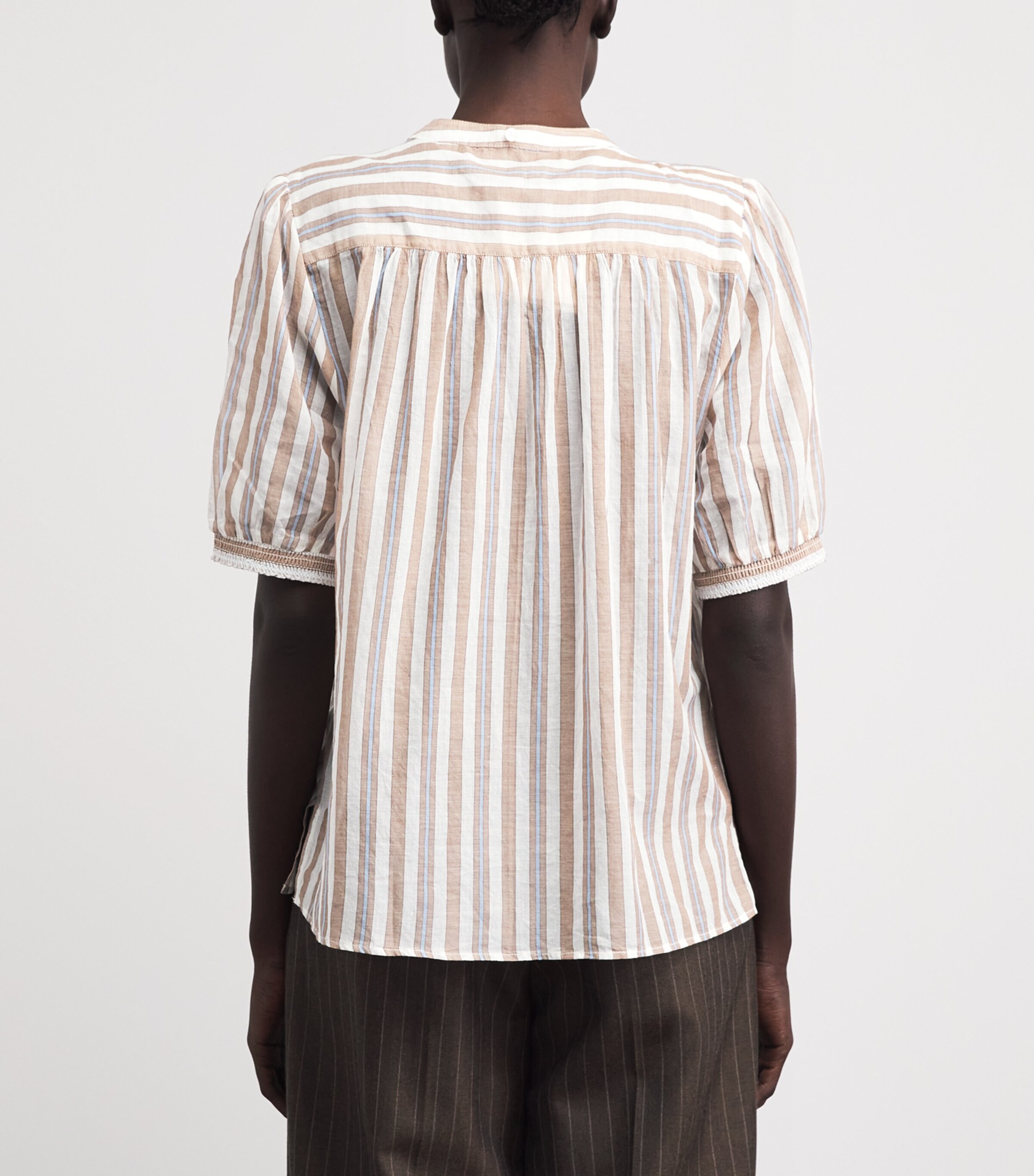 ME+EM Womens Stripe Blouse and Tie Brown Multi Image 5