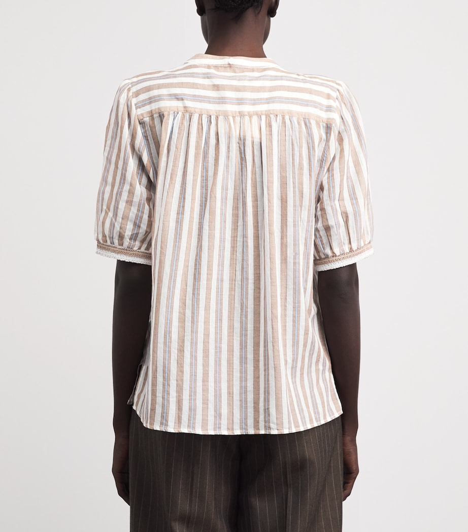 ME+EM Womens Stripe Blouse and Tie Brown Multi Image 5