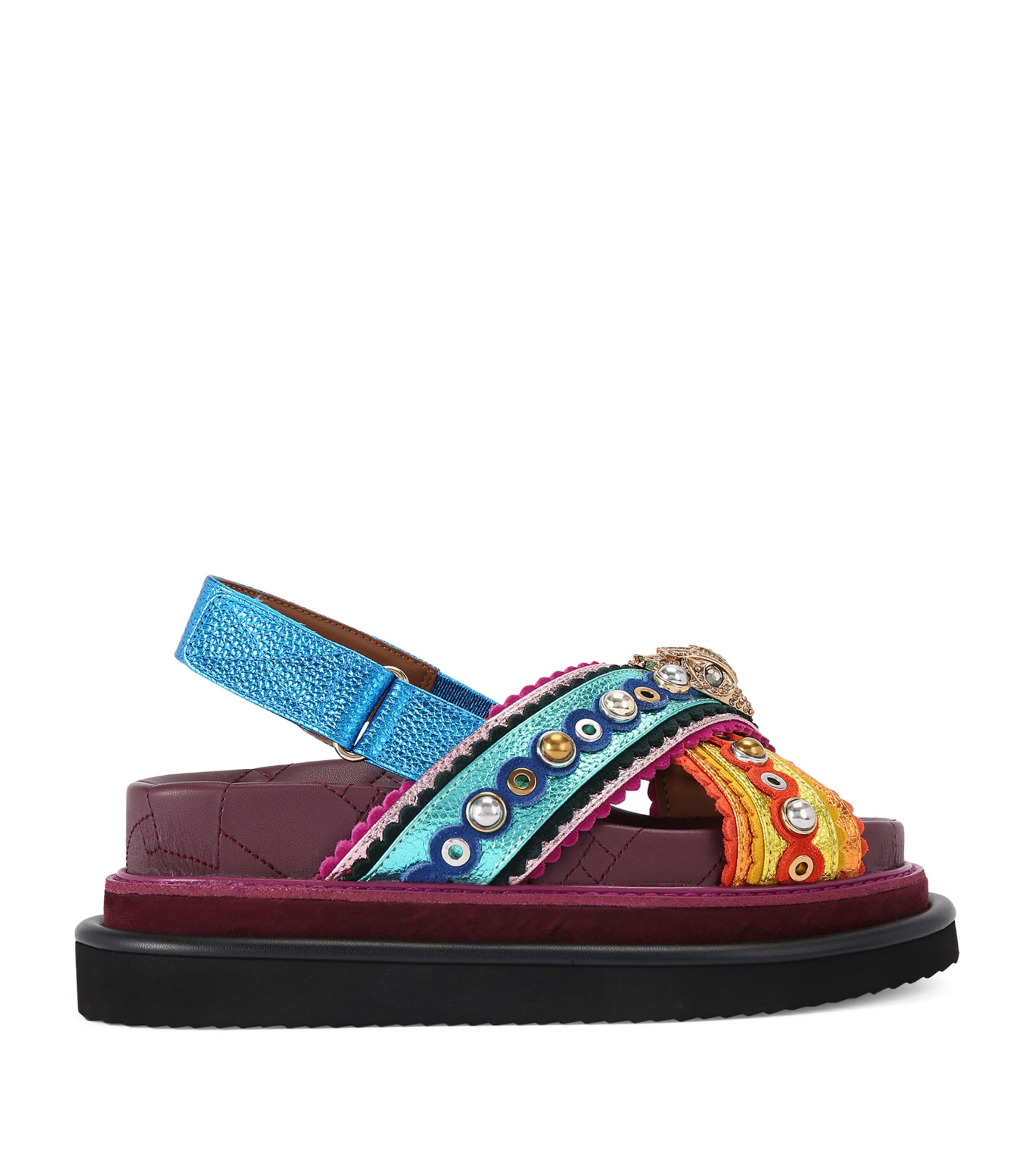 Kurt Geiger Leather Orson Cross Scallop Sandals