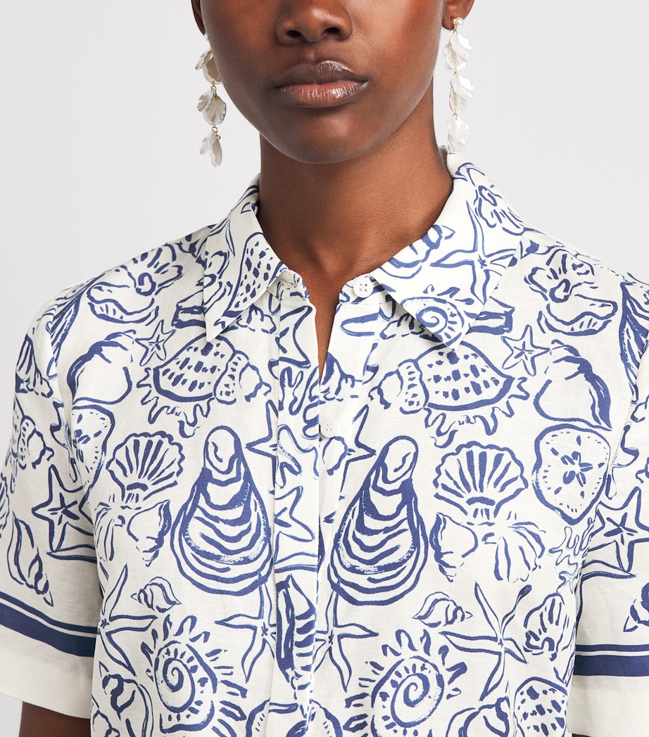 Simkhai Womens Linen-Blend Audria Shirt Dress Blueberry Multi Image 5