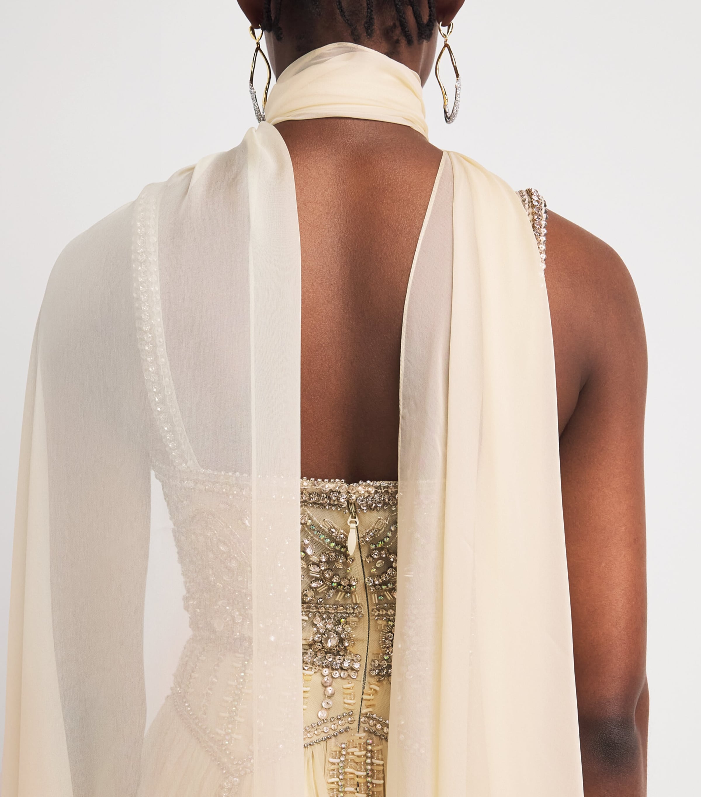 Zuhair Murad Womens Embellished Scarf Gown Angora Image 5