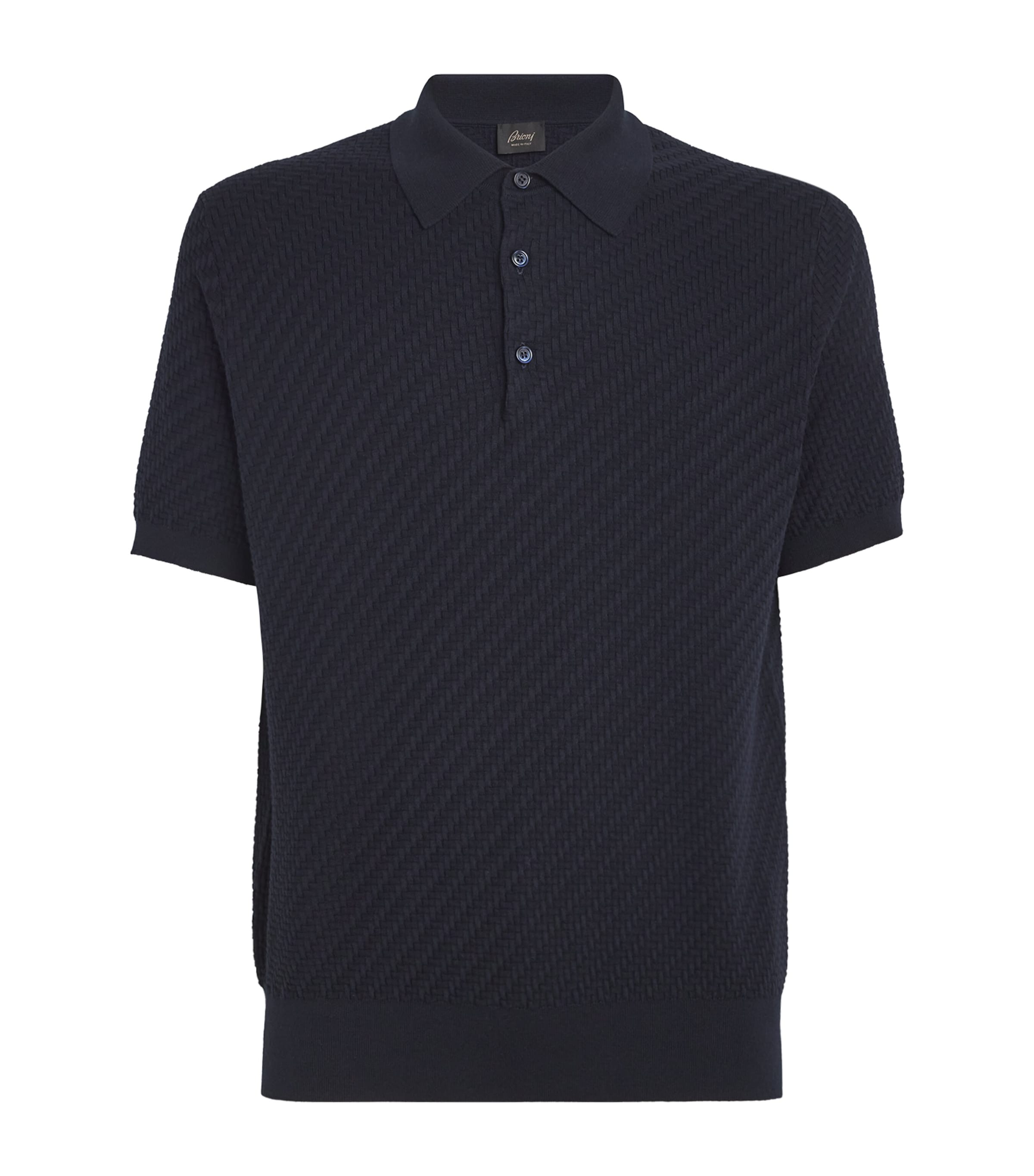 Brioni Cotton-silk-cashmere Polo Shirt In Blue