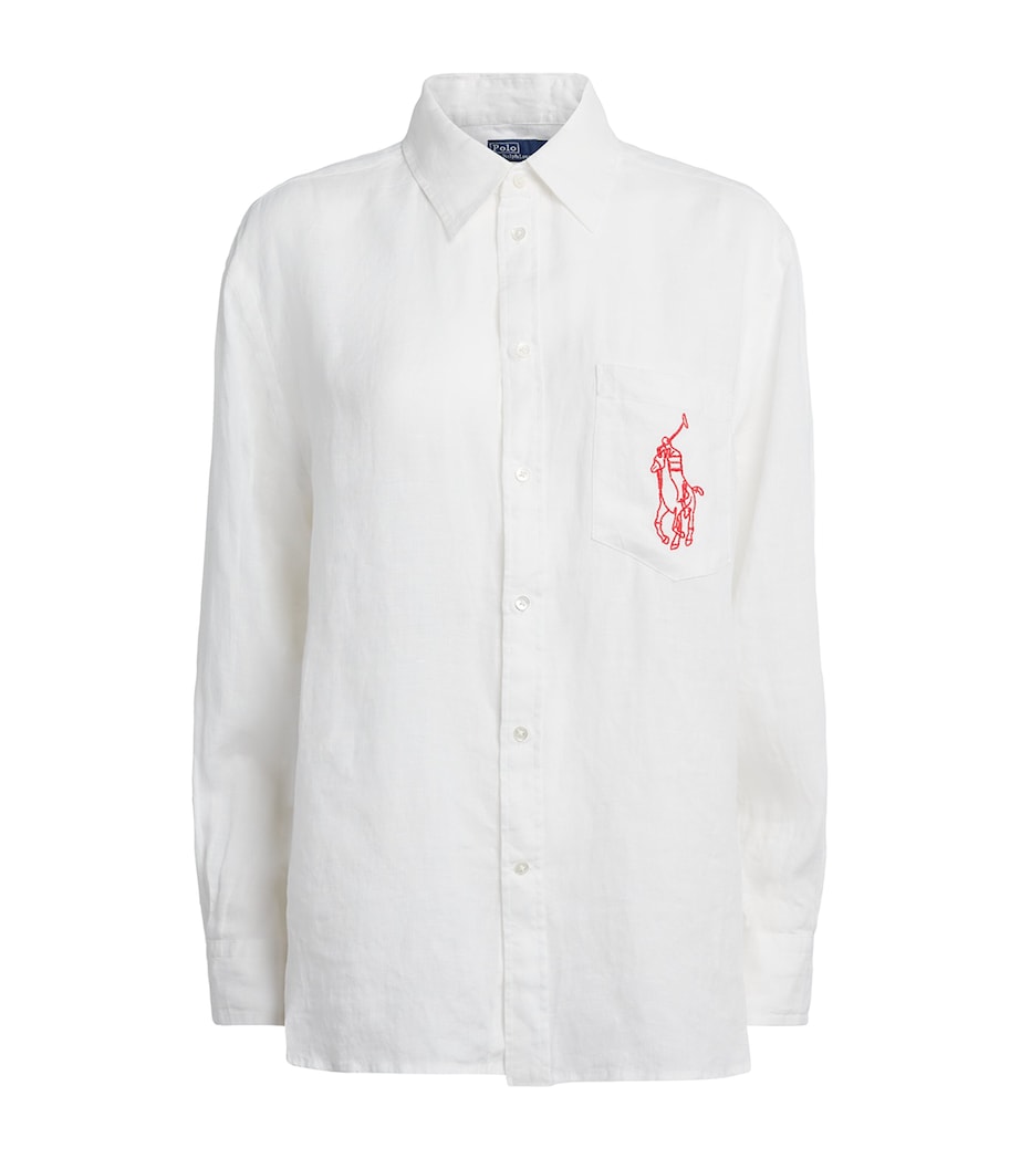 Polo Ralph Lauren Womens Linen Sport Shirt Classic Oxford White Image 1