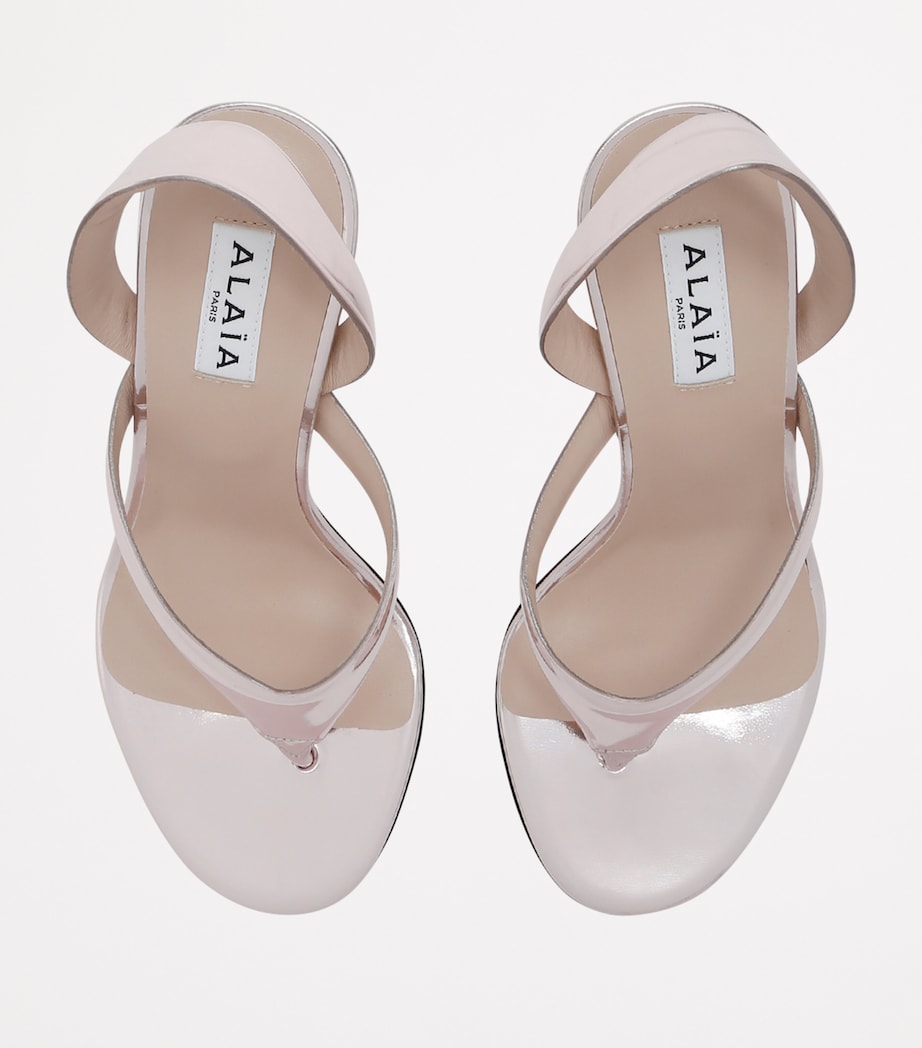 Leather Tong Heeled Sandals 90 PALE PINK Image 4