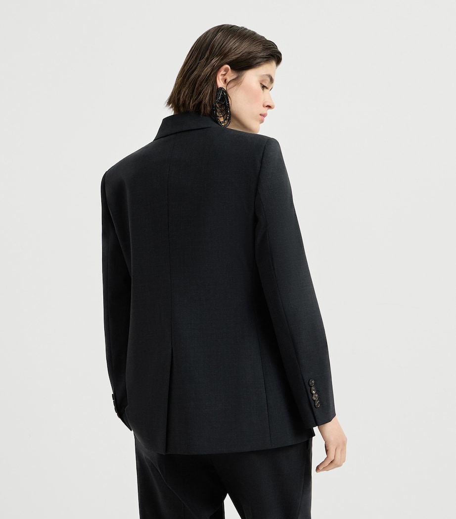 Brunello Cucinelli Womens Wool-Blend Double-Breasted Jacket Image 5