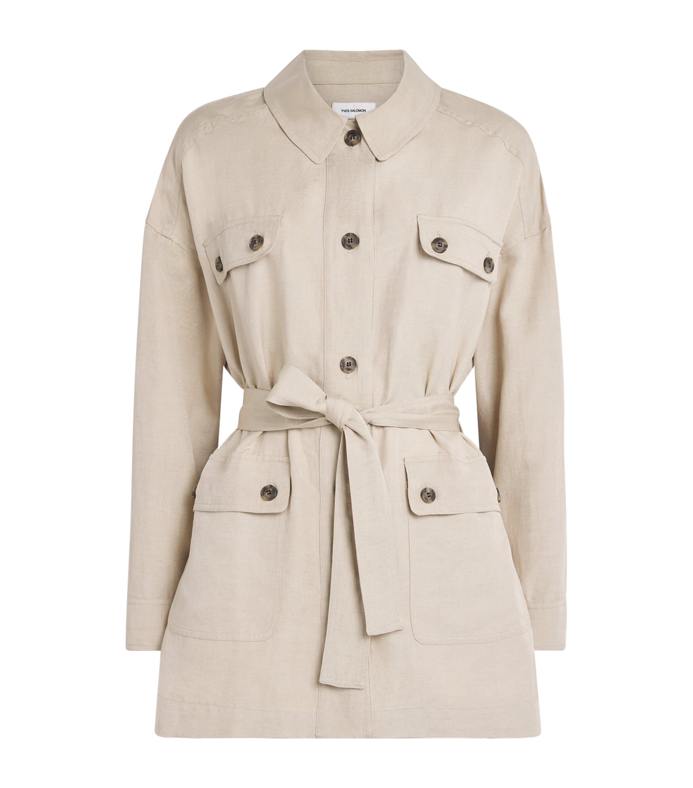 Yves Salomon Womens Silk-Linen Safari Jacket Image 1