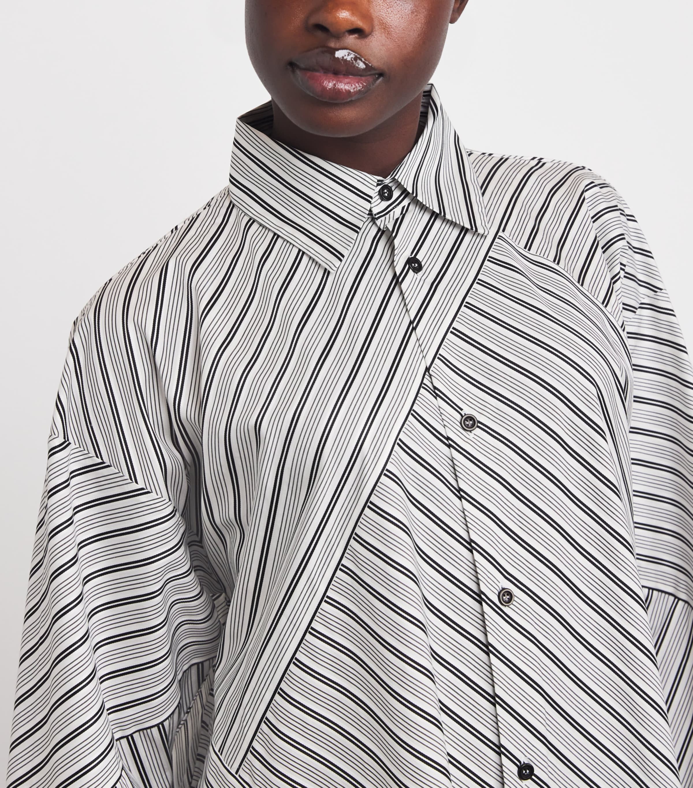 Stripe A-Line Midi Shirt Dress BLKSTRIPE Image 6