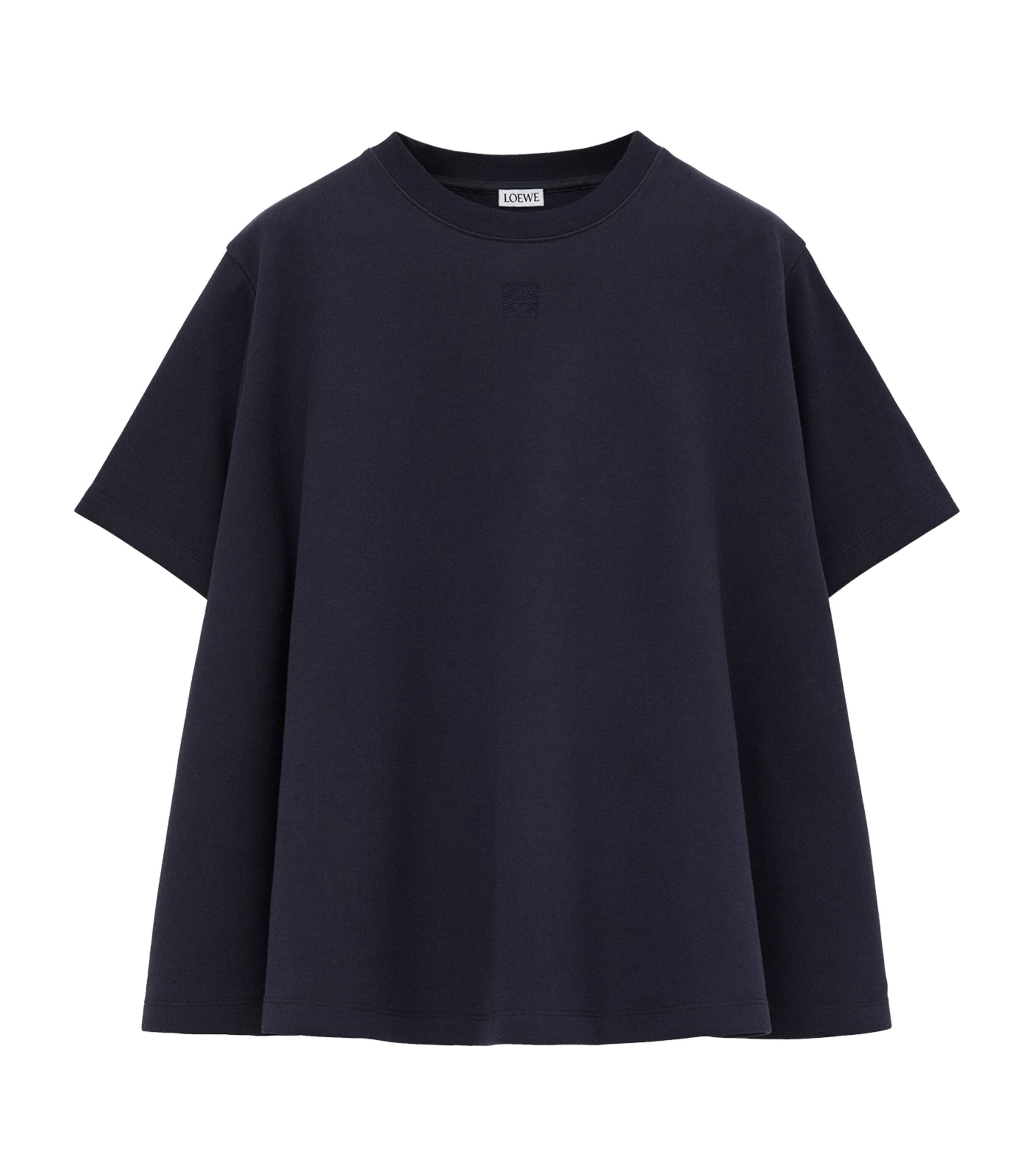 Loewe Cotton Crew Neck T-shirt With Flared Hem In Navy