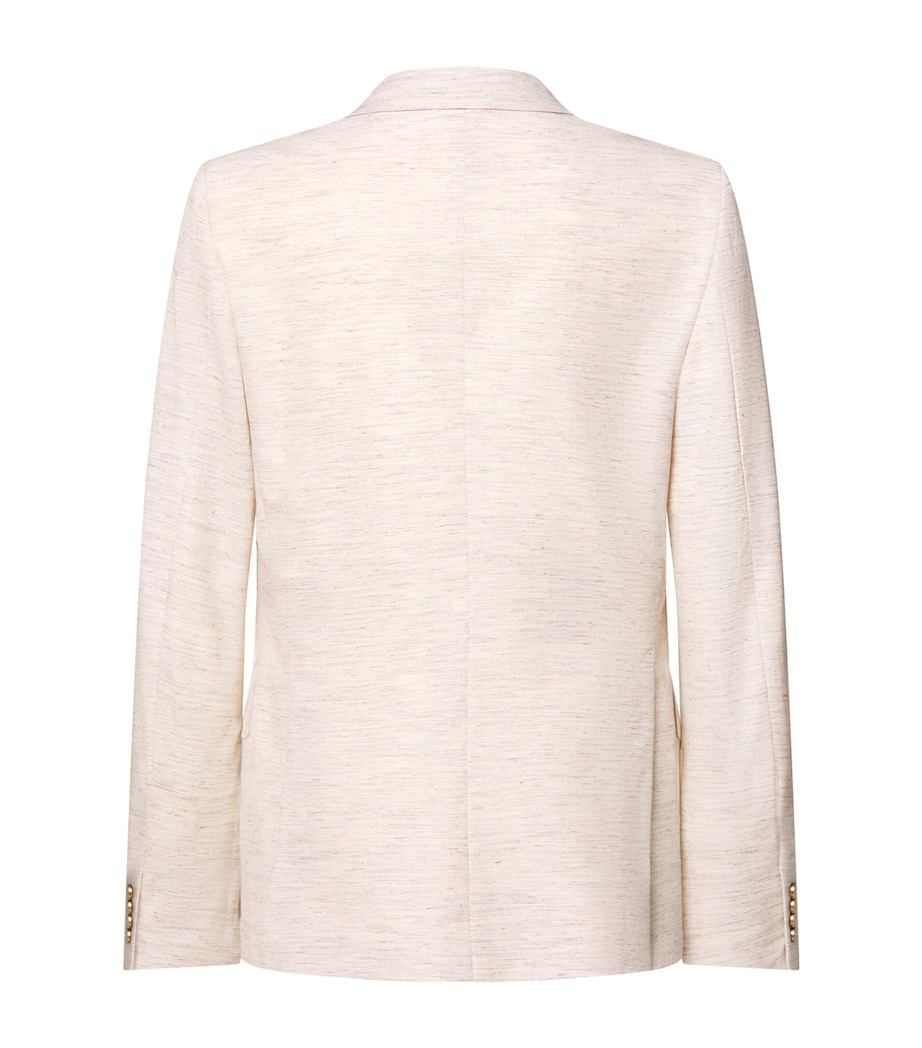 LOUIS VUITTON Mens Wool-Cotton-Blend Double-Breasted Blazer Beige Melange Image 3