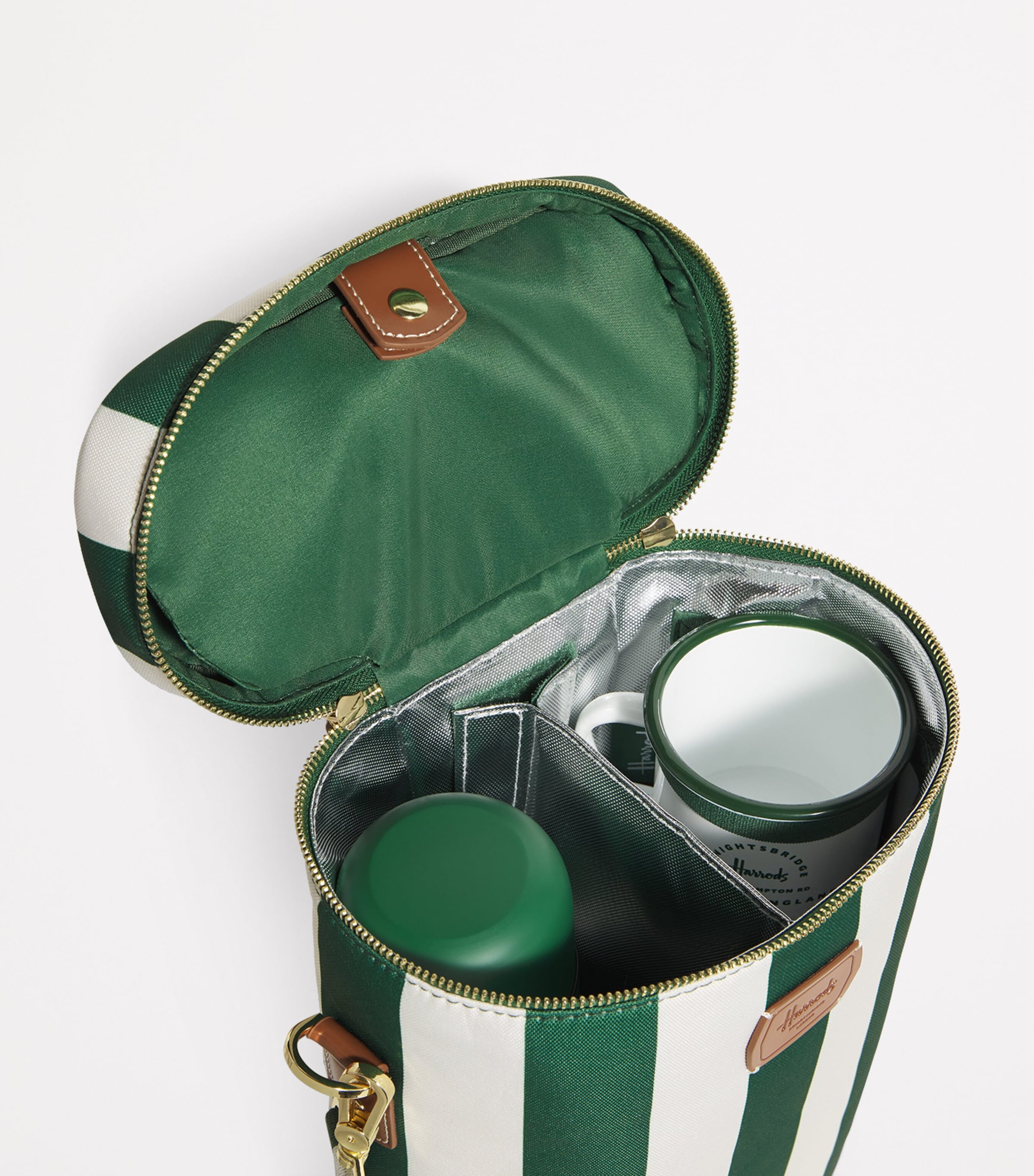 Striped Drinks Bag HARRODS GREEN Image 2